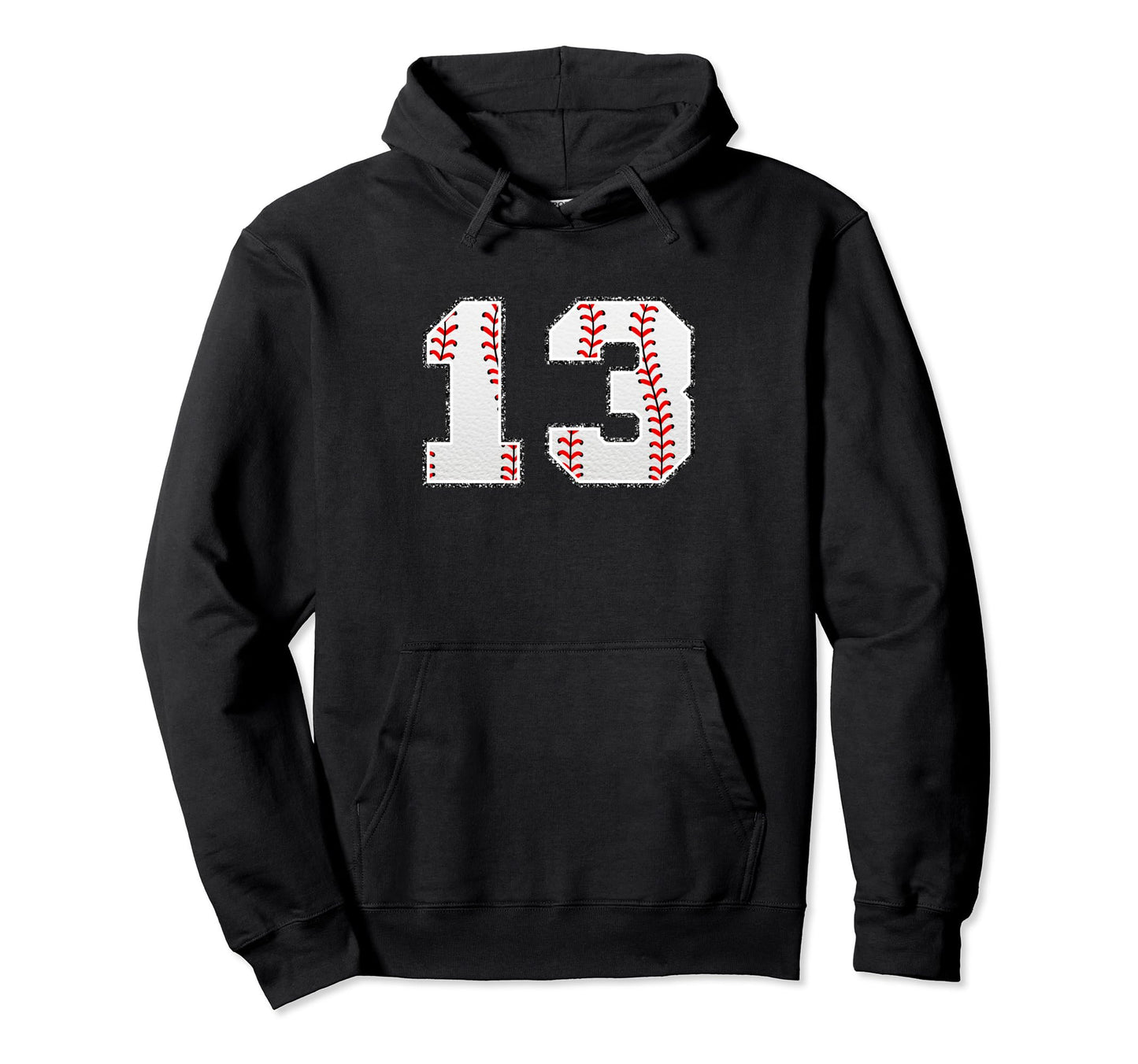 Number 13 Baseball Distressed Number Hoodie - Unique Graphic Unisex - T-Shirt, Sweatshirt, Hoodie