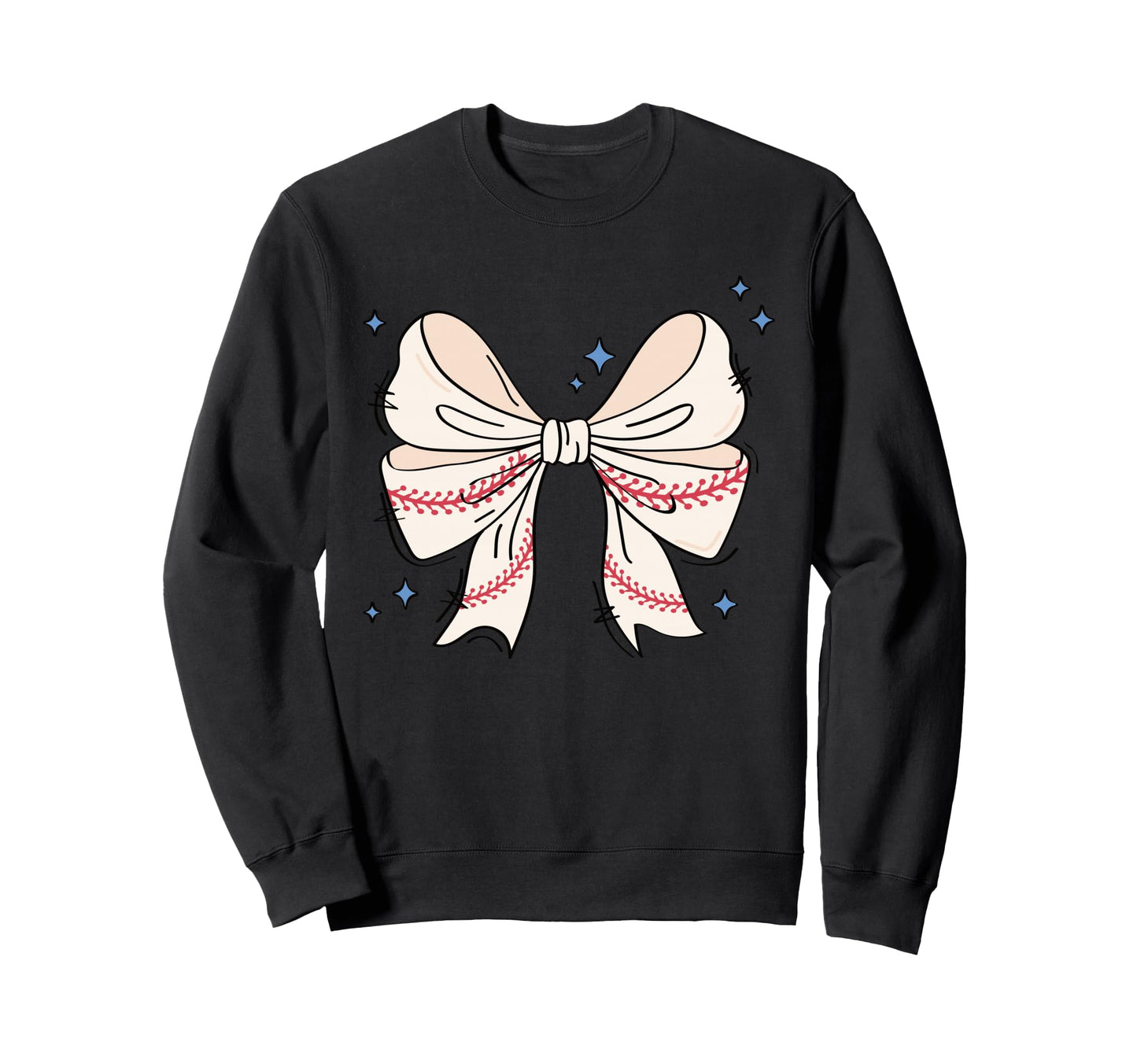 Baseball Bow Aesthetic Softball Sweatshirt - Trendy Graphic for Adults - T-Shirt, Sweatshirt, Hoodie