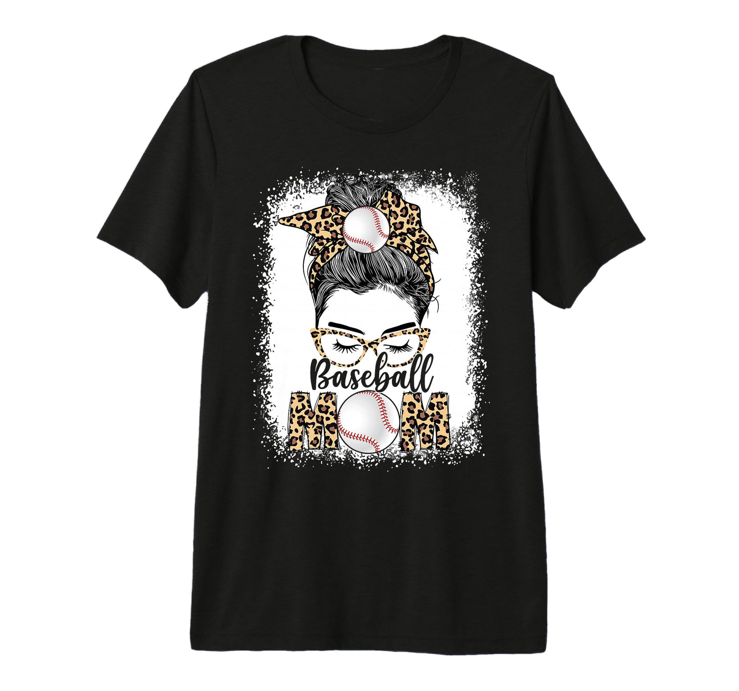 Baseball Mom Game Day Messy Bun T-Shirt - Fun Novelty Design Men Women - T-Shirt, Sweatshirt, Hoodie