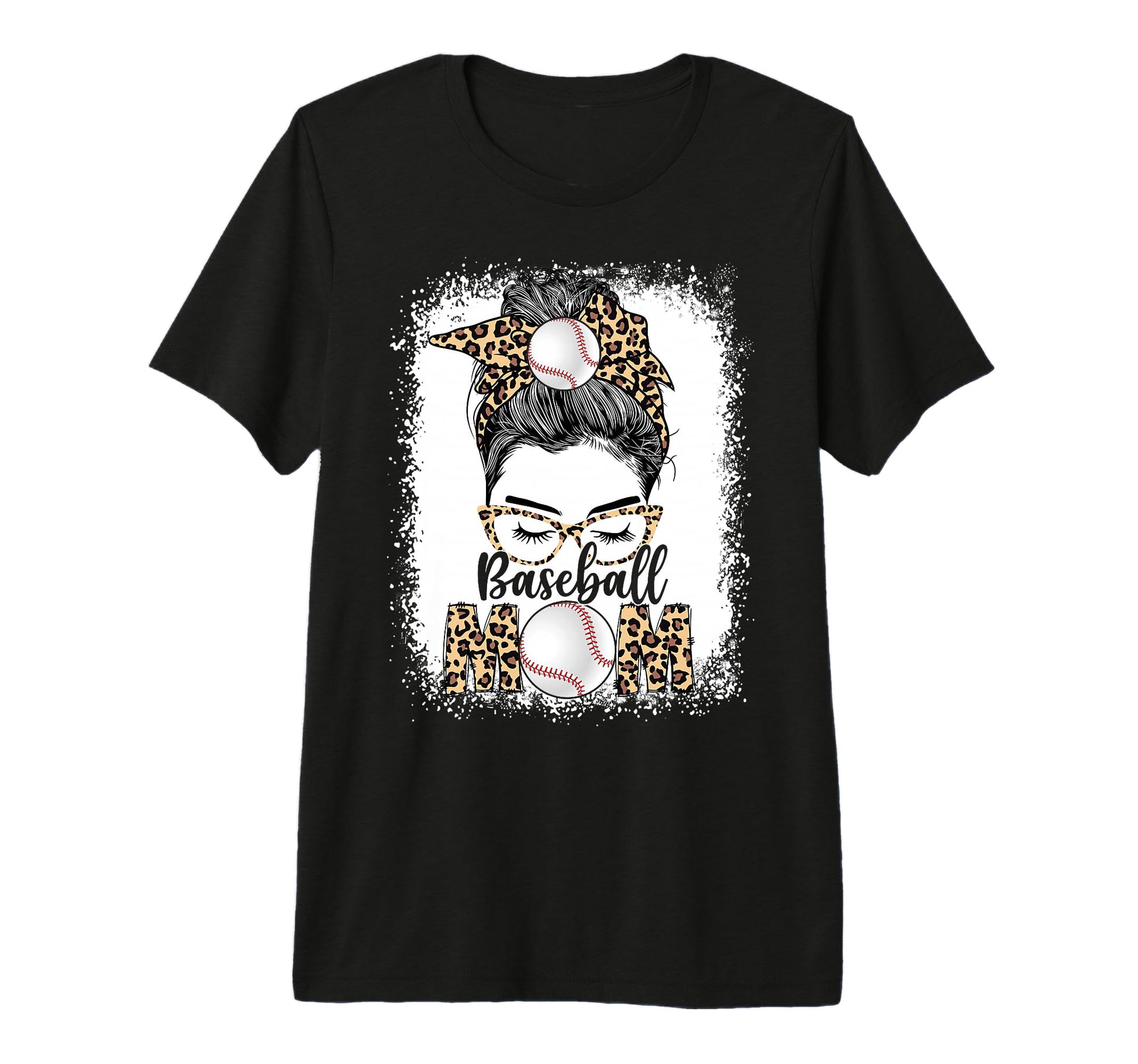 Baseball Mom Game Day Messy Bun T-Shirt - Fun Novelty Design Men Women - T-Shirt, Sweatshirt, Hoodie
