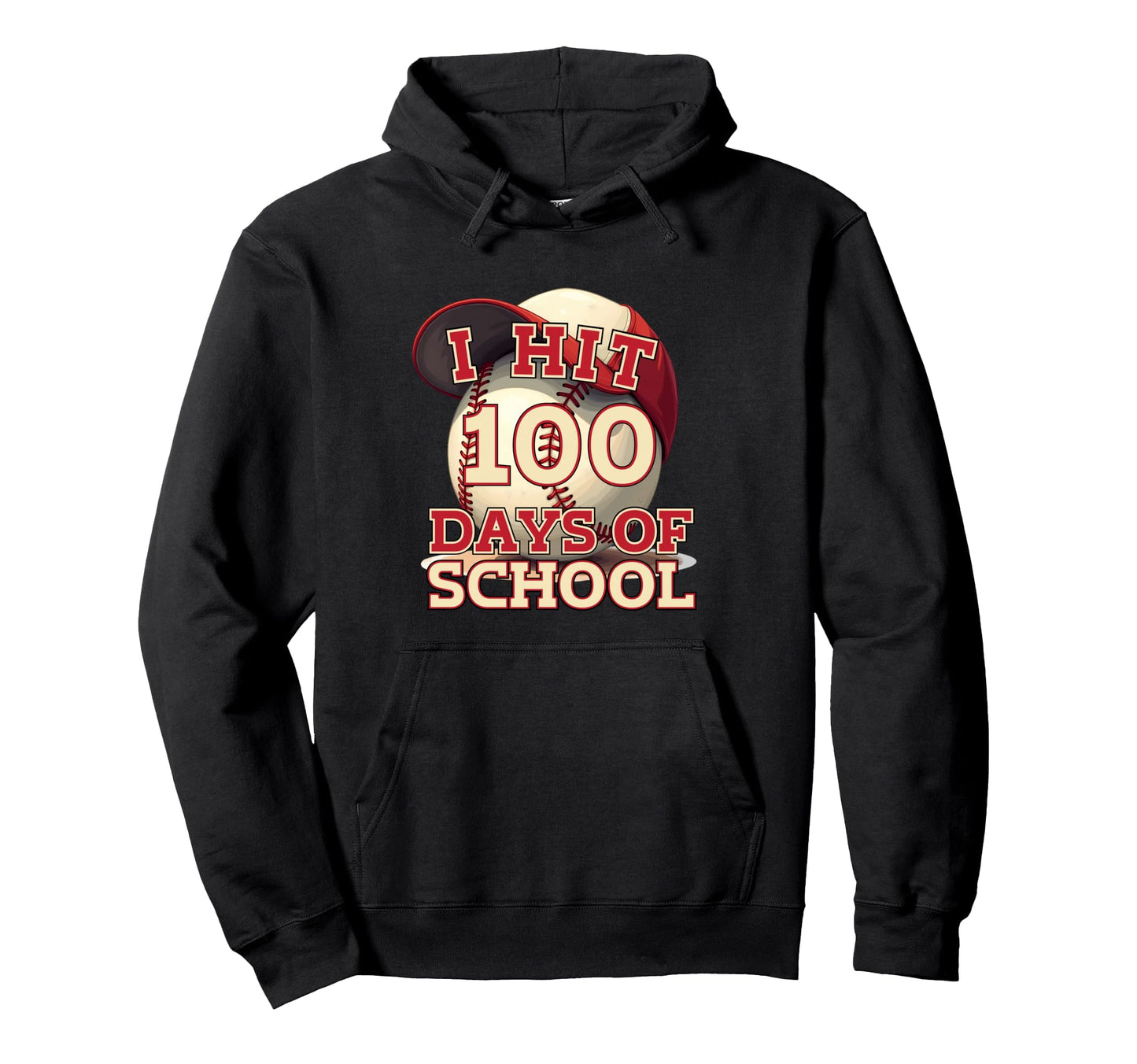 I Hit 100 Days School Baseball Lovers Hoodie - Aesthetic Graphic for Adults - T-Shirt, Sweatshirt, Hoodie