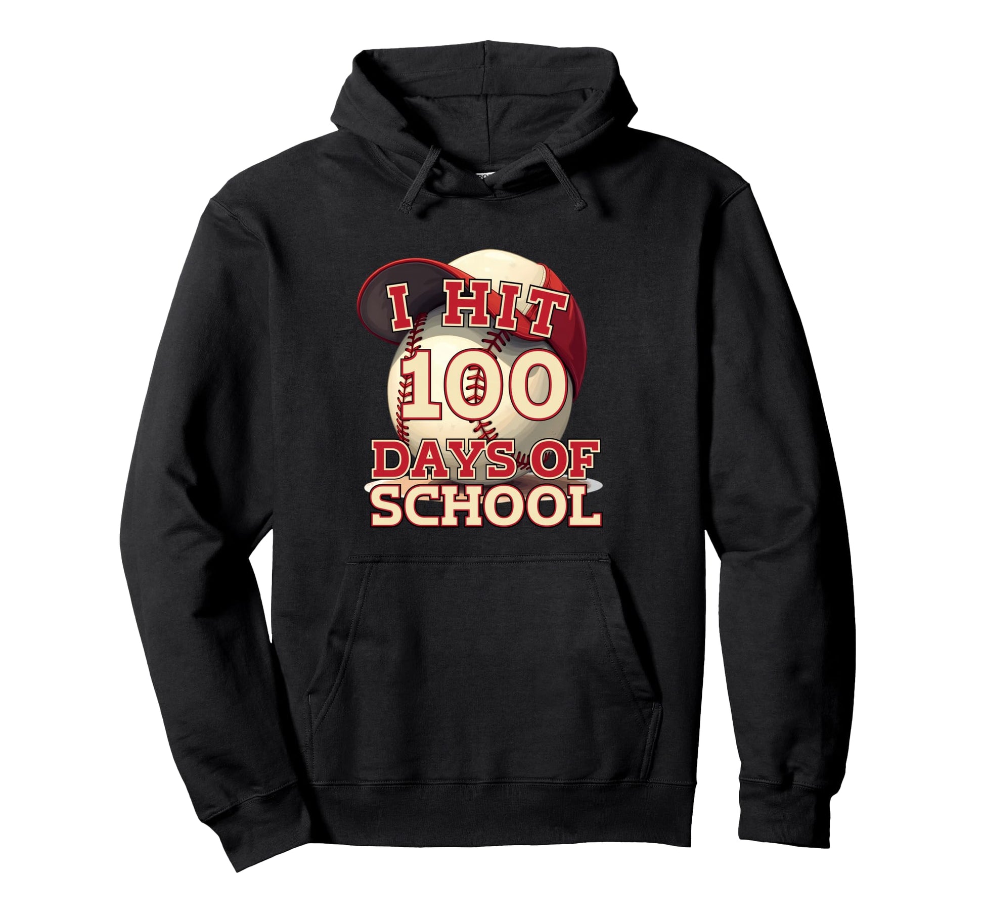 I Hit 100 Days School Baseball Lovers Hoodie - Aesthetic Graphic for Adults - T-Shirt, Sweatshirt, Hoodie
