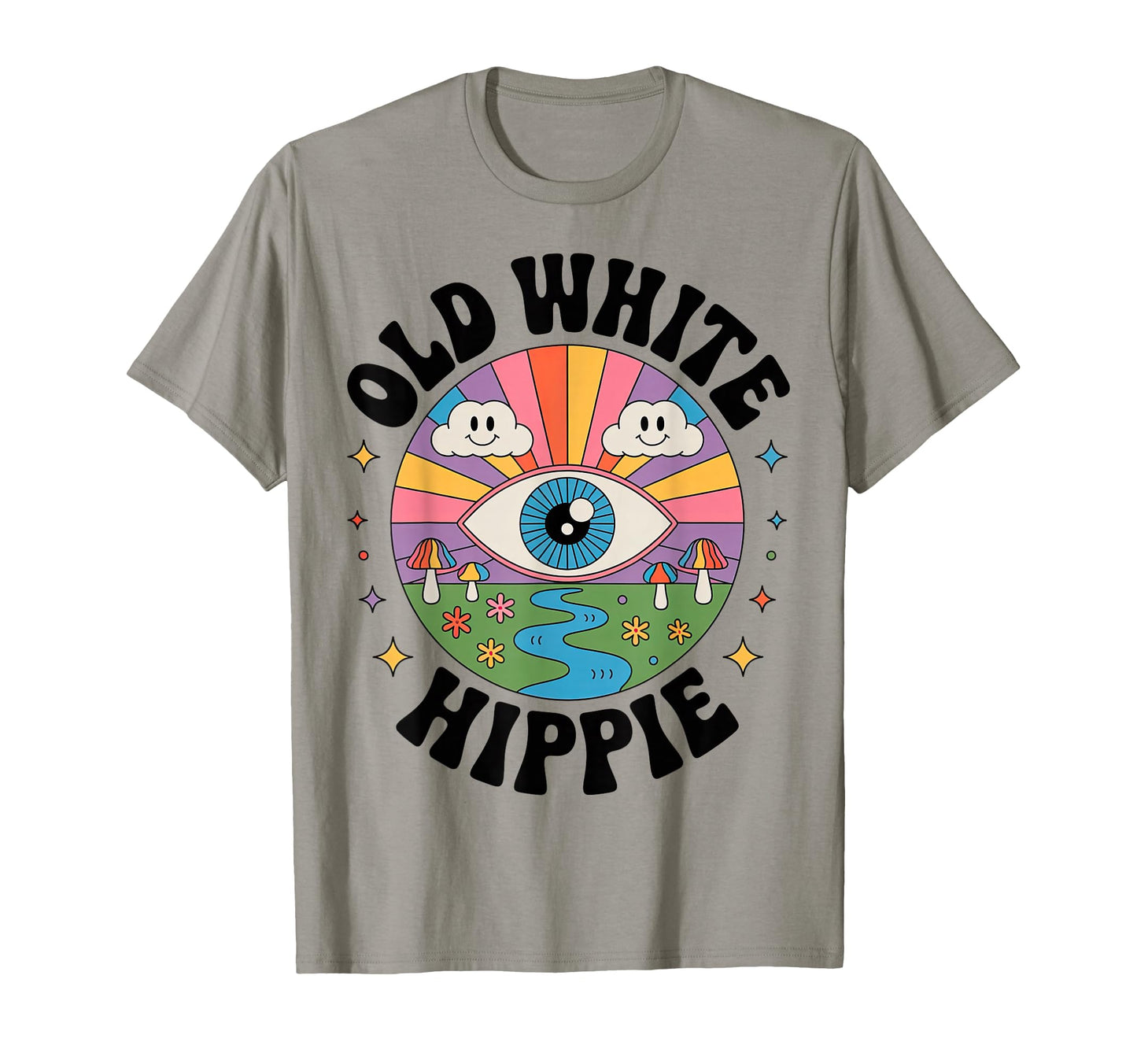 Trippy Old White Hippie Psychedelic Art T-Shirt - Trendy Graphic Unisex - T-Shirt, Sweatshirt, Hoodie