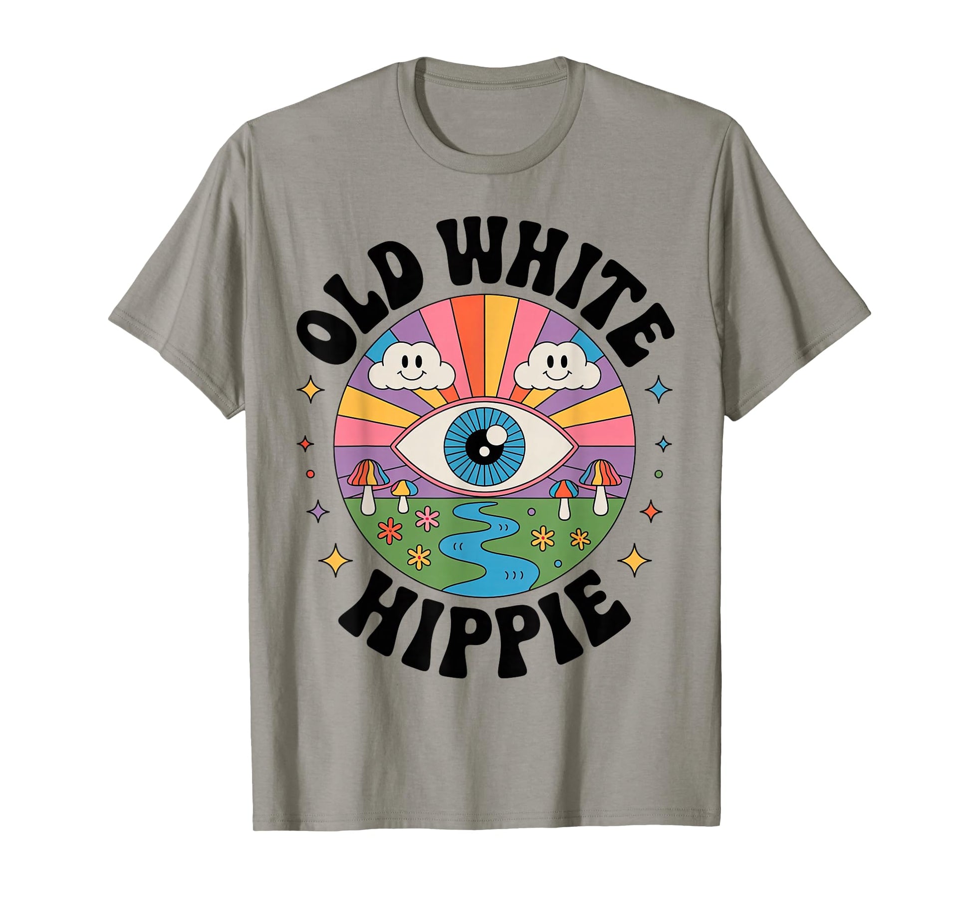 Trippy Old White Hippie Psychedelic Art T-Shirt - Trendy Graphic Unisex - T-Shirt, Sweatshirt, Hoodie