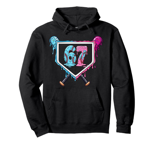 Baseball Ice Cream Drip Number 67 Hoodie - Fun Novelty Design Unisex - T-Shirt, Sweatshirt, Hoodie
