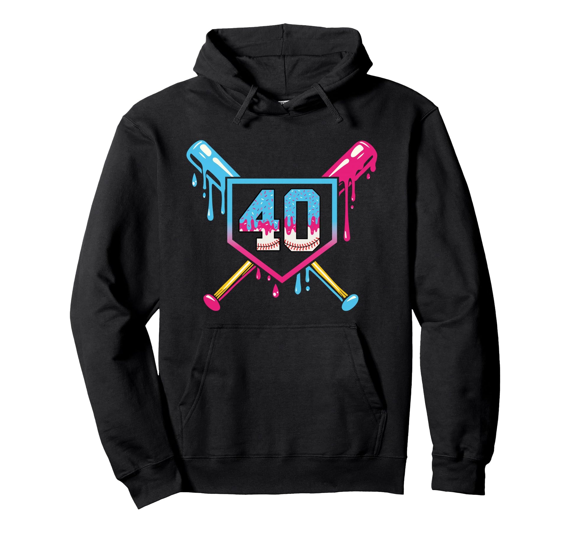 Baseball Drip Number 40 Player Ice Hoodie - Trendy Graphic for Adults - T-Shirt, Sweatshirt, Hoodie