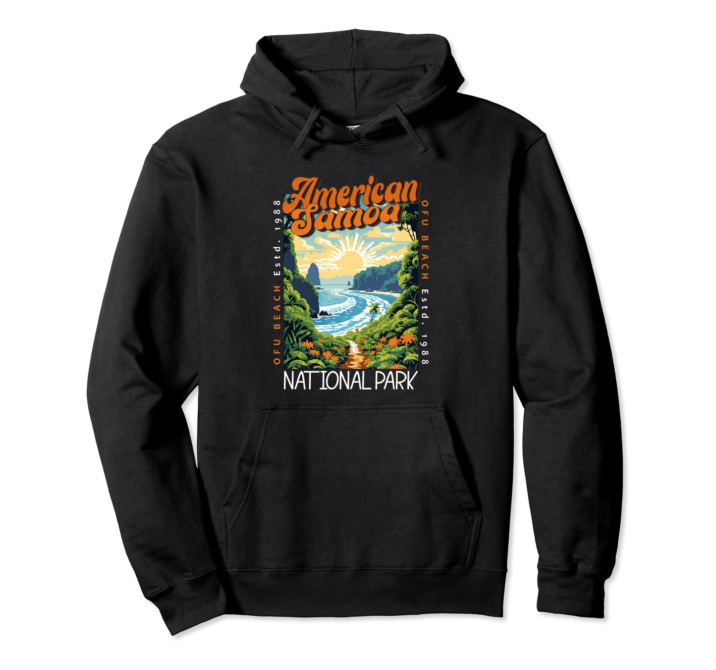 American Samoa National Park Distressed Hoodie - Novelty Apparel Men Women - T-Shirt, Sweatshirt, Hoodie