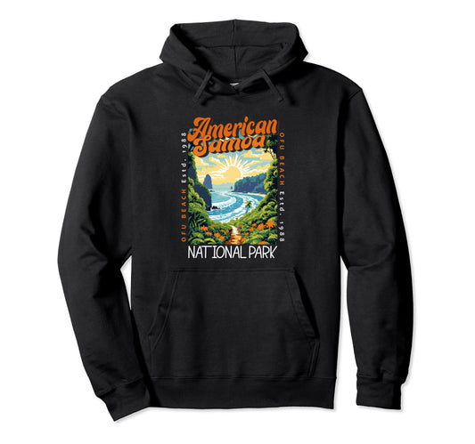 American Samoa National Park Distressed Hoodie - Novelty Apparel Men Women - T-Shirt, Sweatshirt, Hoodie