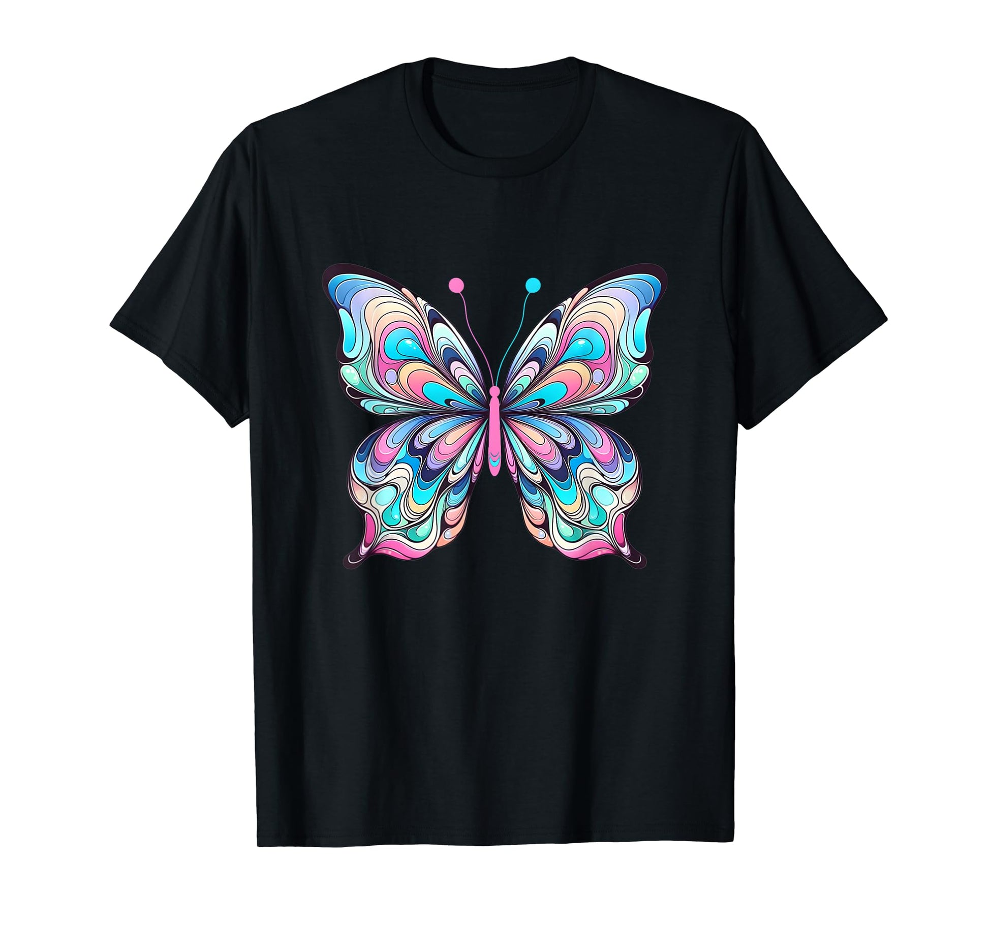 Psychedelic Butterfly Pastel Color Swirls T-Shirt - Trendy Graphic Unisex - T-Shirt, Sweatshirt, Hoodie