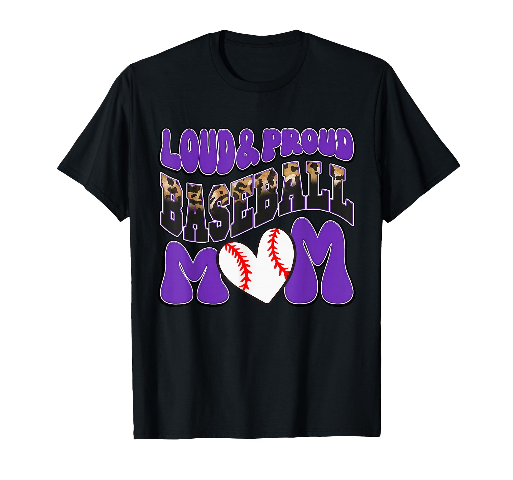 Loud Proud Baseball Mom Purple Team T-Shirt - Unique Graphic for Adults - T-Shirt, Sweatshirt, Hoodie