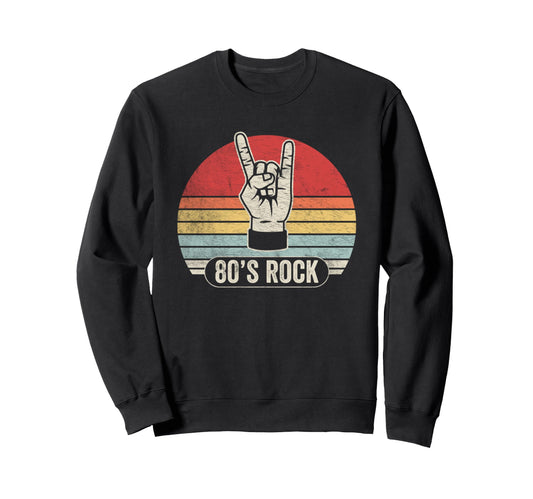 80S Rock Vibe Hand Symbol Sweatshirt - Fun Novelty Design for Adults - T-Shirt, Sweatshirt, Hoodie