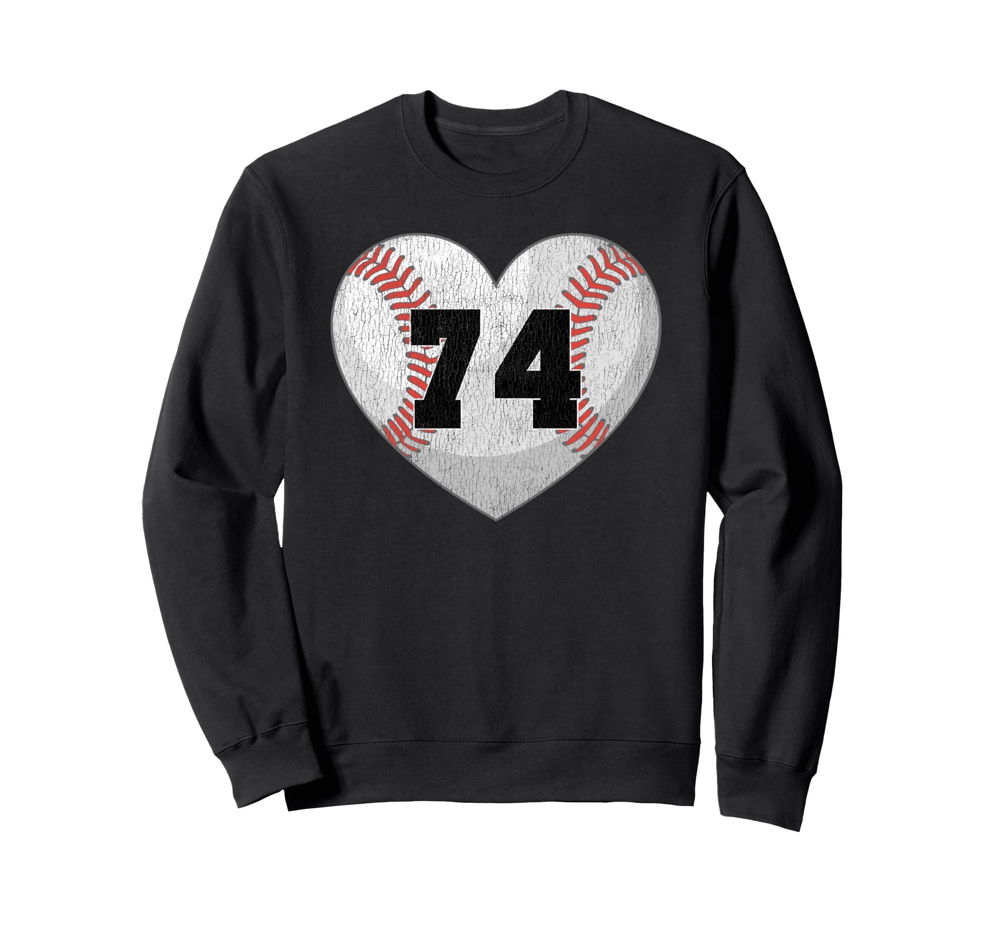 Baseball Number 74 Distressed Sweatshirt - Casual Everyday Wear for Adults - T-Shirt, Sweatshirt, Hoodie