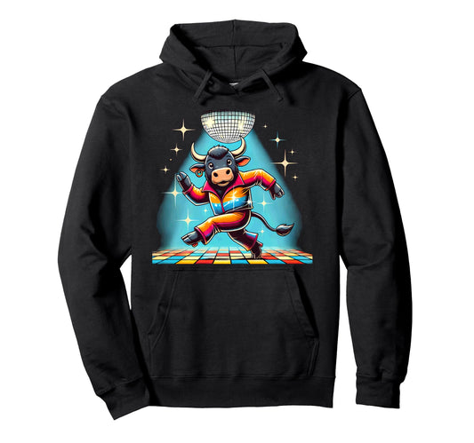 Aesthetic Ox Bull Disco Hoodie - Graphic Print Unisex - T-Shirt, Sweatshirt, Hoodie