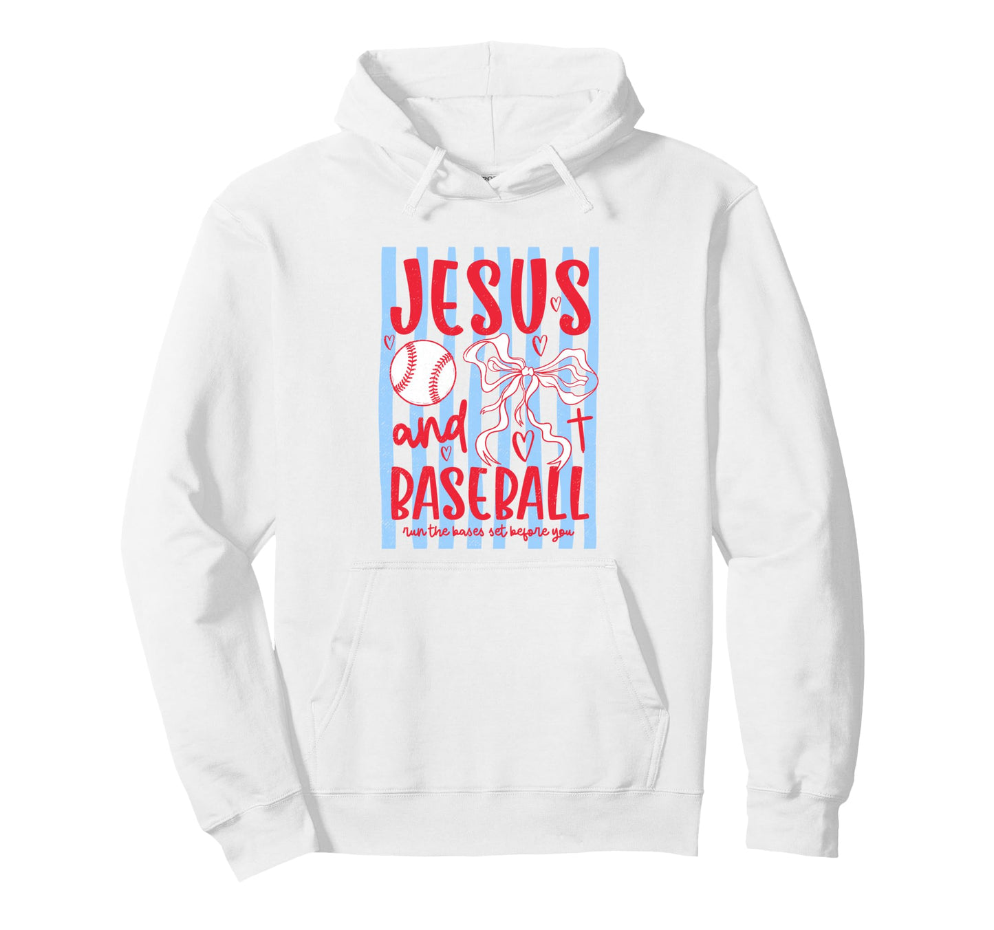 Jesus And Baseball Coquette Bow Hoodie - Aesthetic Graphic for Adults - T-Shirt, Sweatshirt, Hoodie