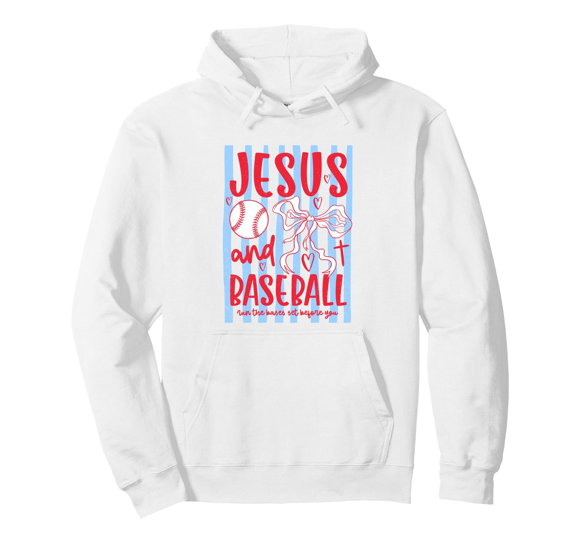 Jesus And Baseball Coquette Bow Hoodie - Aesthetic Graphic for Adults - T-Shirt, Sweatshirt, Hoodie