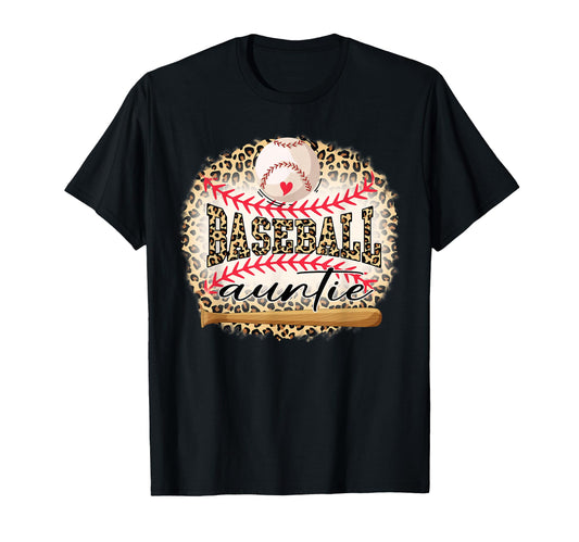 Baseball Auntie Funny Leopard Baseball T-Shirt - Novelty Apparel Unisex - T-Shirt, Sweatshirt, Hoodie
