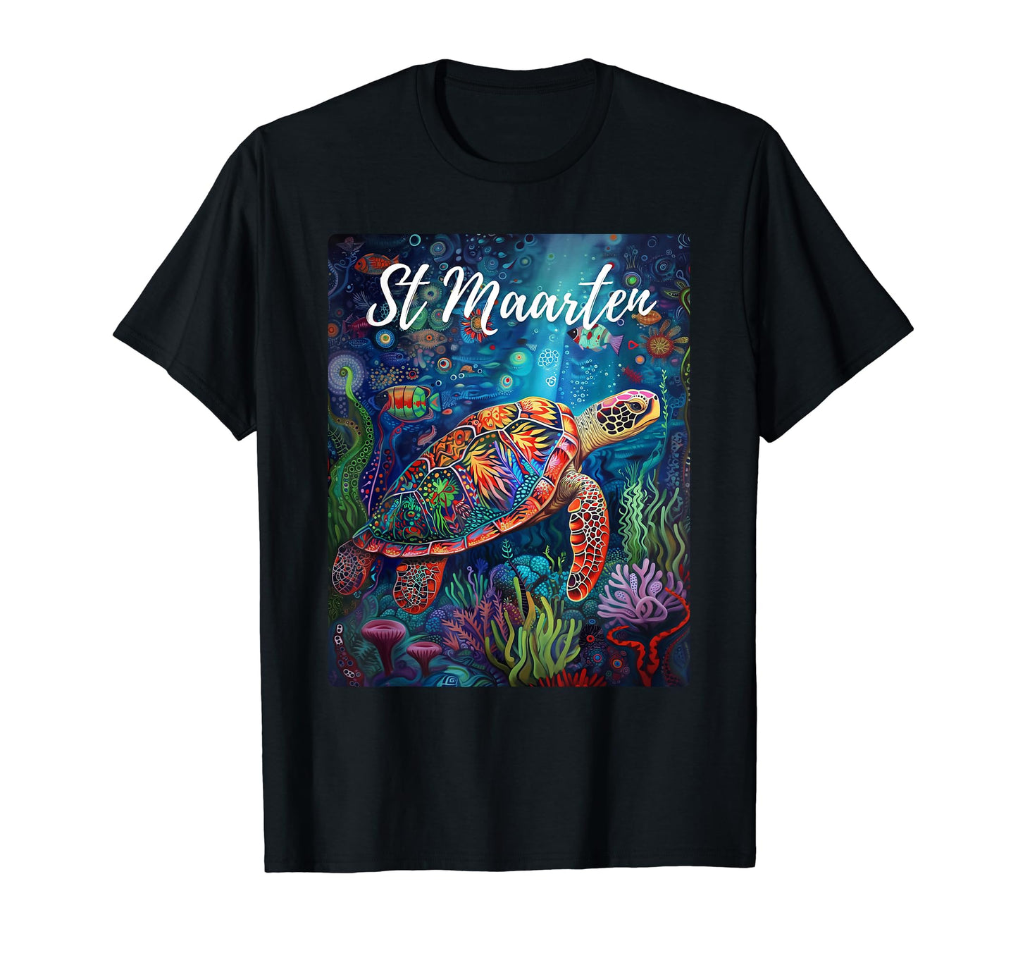 St Maarten Sea Turtle Surfing T-Shirt - Fun Novelty Design for Adults - T-Shirt, Sweatshirt, Hoodie
