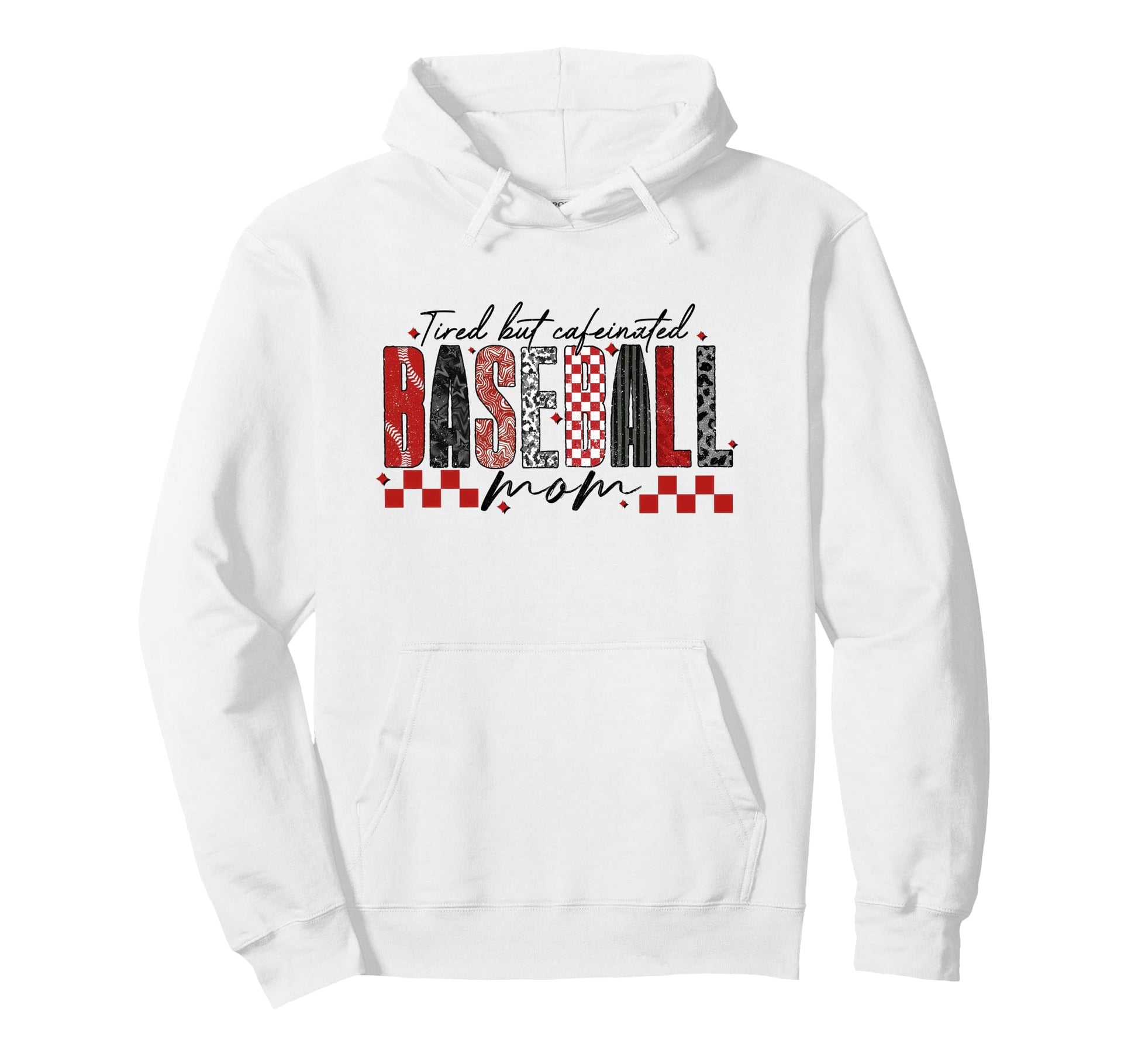 Checkered Tired But Caffeinated Hoodie - Casual Everyday Wear Men Women - T-Shirt, Sweatshirt, Hoodie