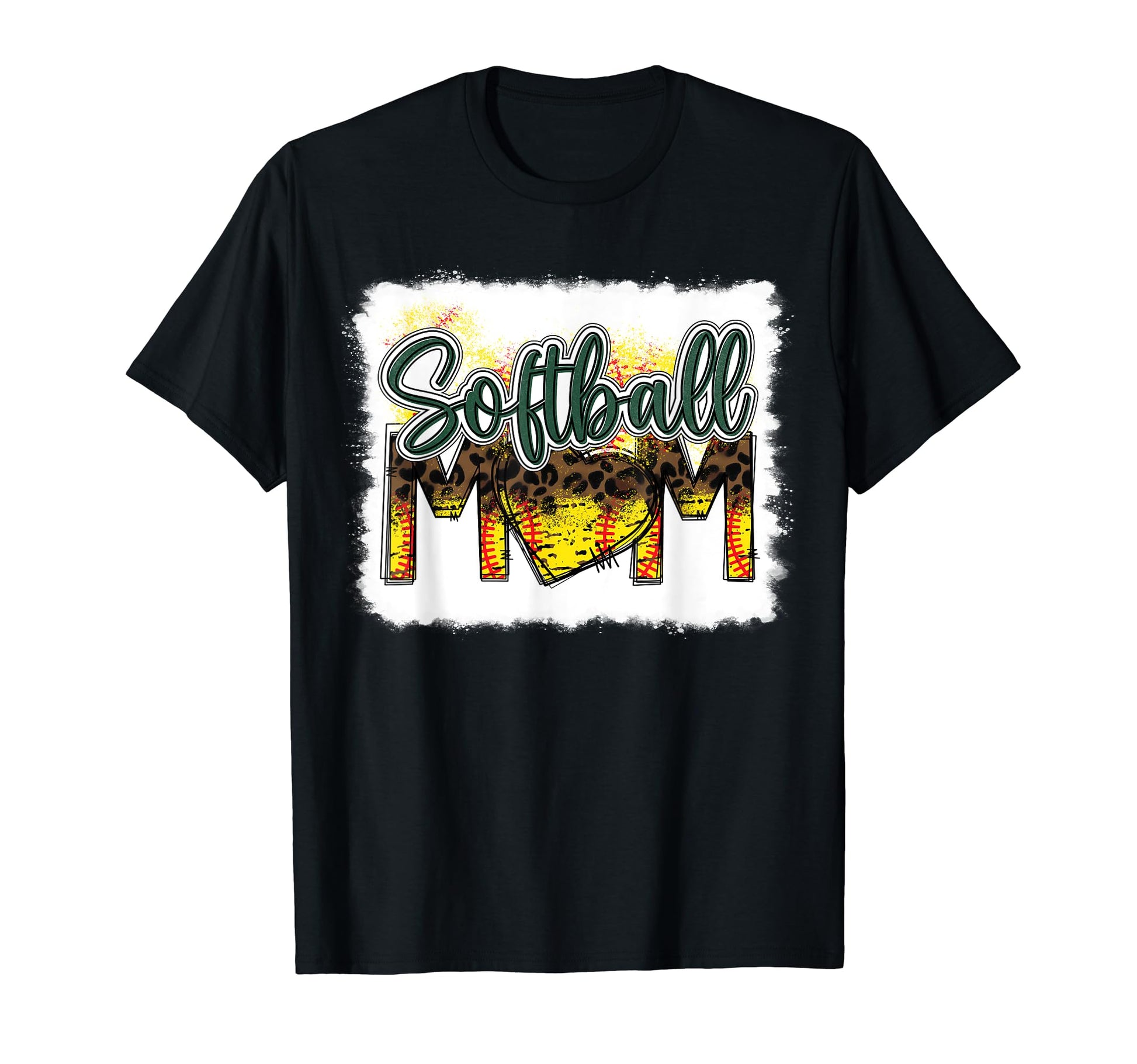 Bleached Softball Mom Leopard Funny T-Shirt - Fun Novelty Design Men Women - T-Shirt, Sweatshirt, Hoodie