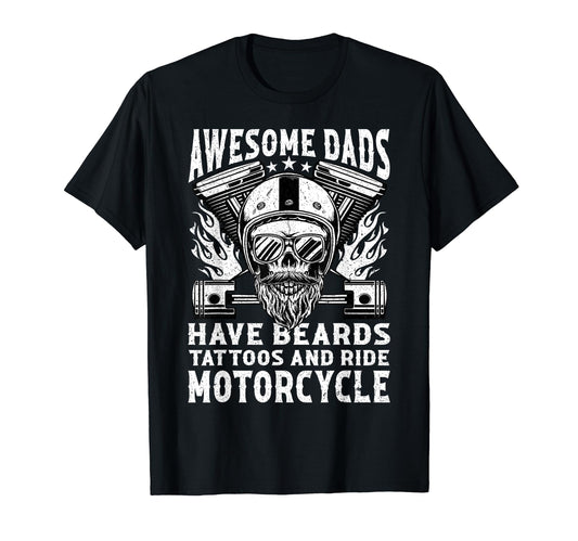 Awesome Dads Have Beards Tattoos T-Shirt - Custom Art Print Men Women - T-Shirt, Sweatshirt, Hoodie