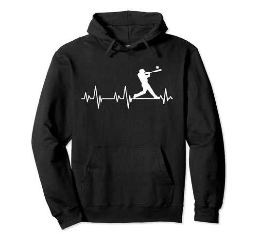 Baseball Heartbeat Baseball Players And Hoodie - Unique Graphic Men Women - T-Shirt, Sweatshirt, Hoodie