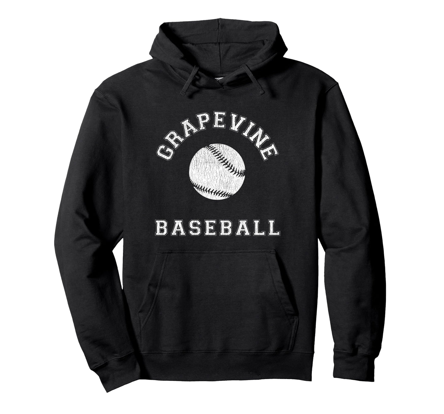 Grapevine Baseball Distressed Hoodie - Fun Novelty Design Men Women - T-Shirt, Sweatshirt, Hoodie