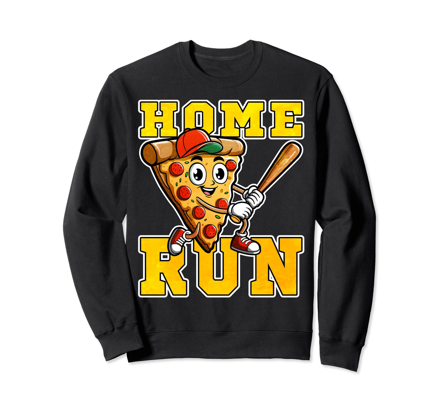 Baseball Player Pizza Slice Sweatshirt - Aesthetic Graphic for Adults - T-Shirt, Sweatshirt, Hoodie