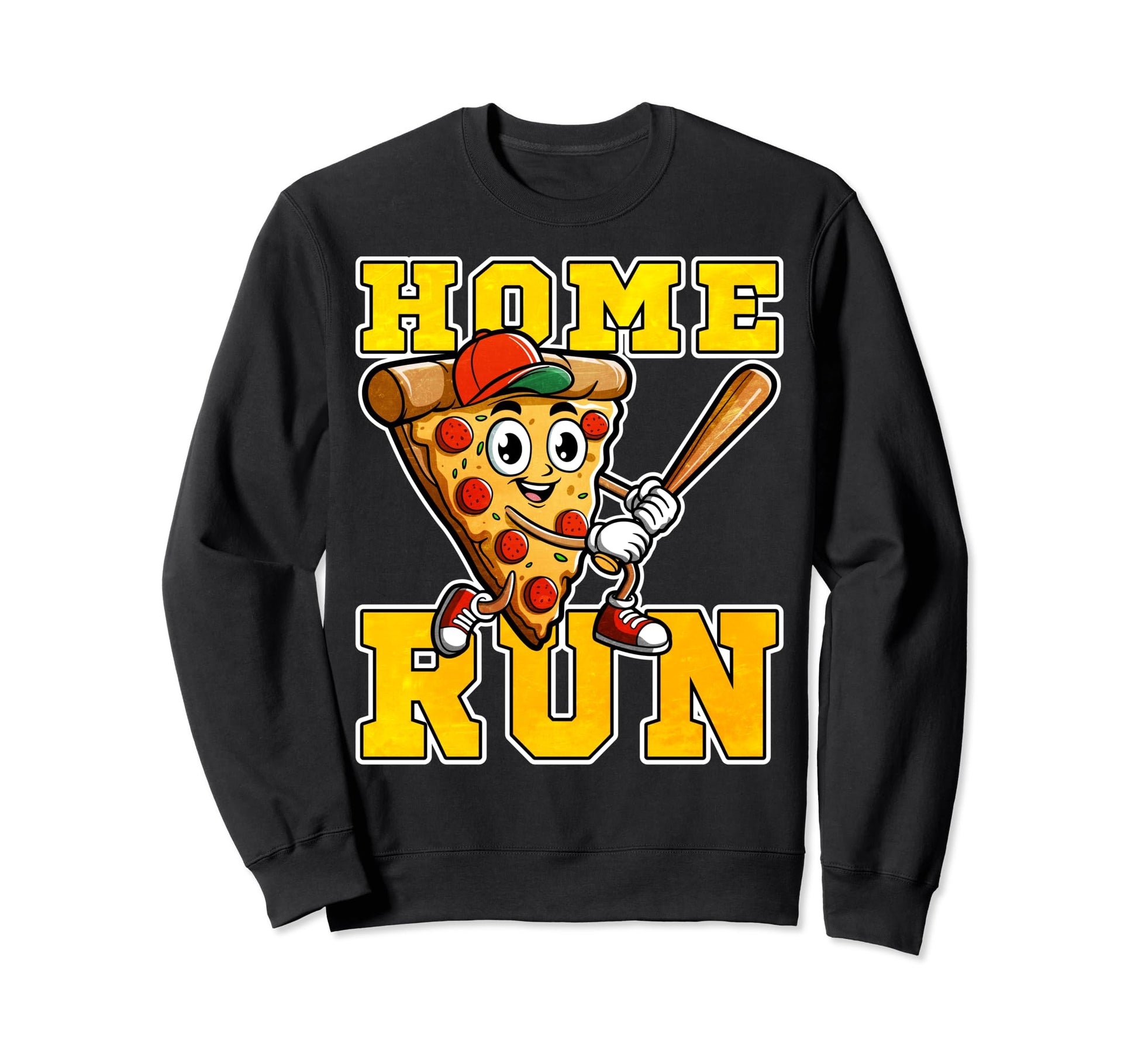 Baseball Player Pizza Slice Sweatshirt - Aesthetic Graphic for Adults - T-Shirt, Sweatshirt, Hoodie