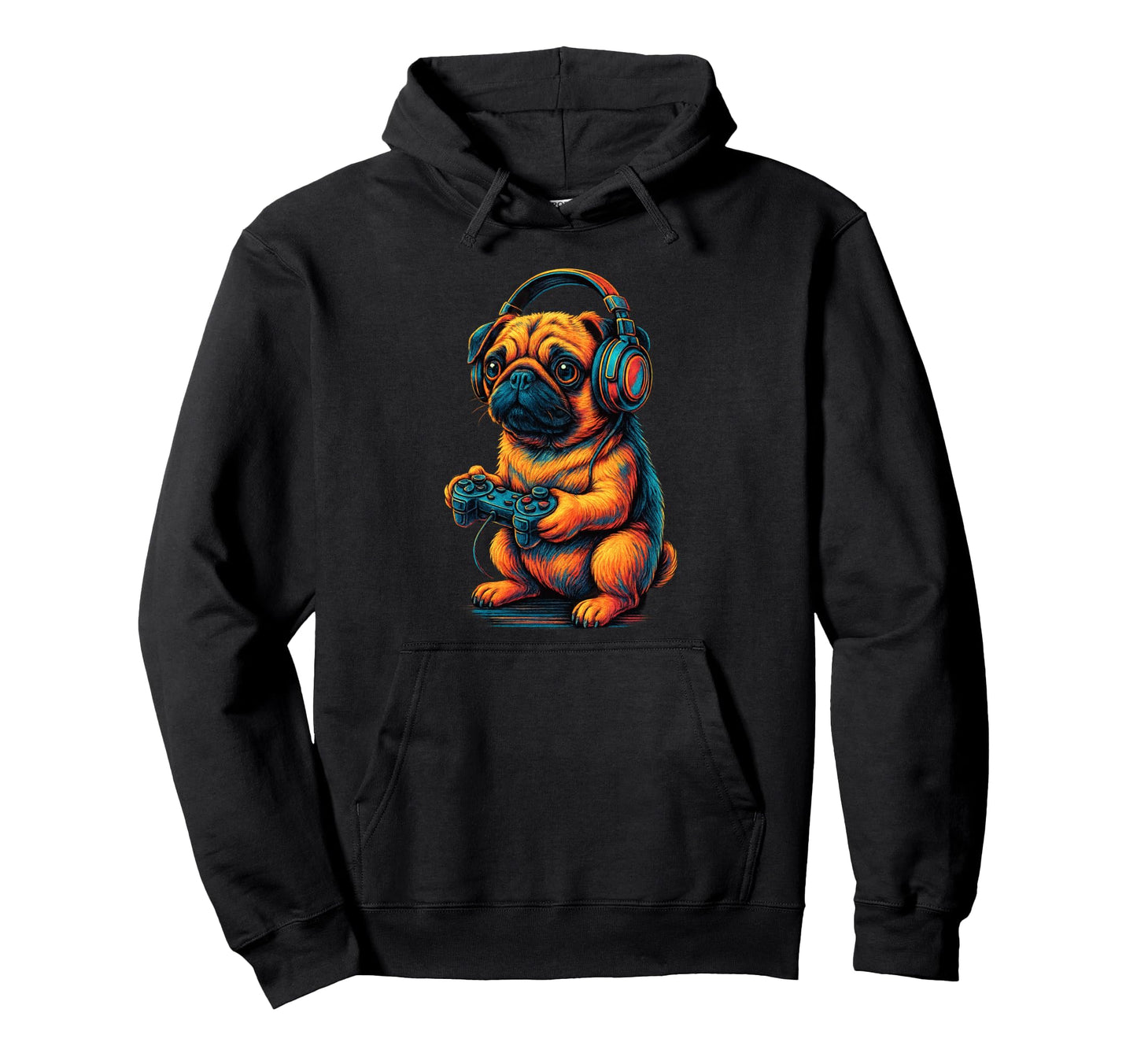 Pug Gamer Gaming Dog Lover Hoodie - Novelty Apparel for Adults - T-Shirt, Sweatshirt, Hoodie
