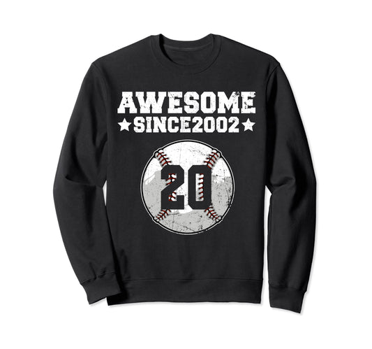 Awesome Since 2002 Baseball 20Th Sweatshirt - Aesthetic Graphic for Adults - T-Shirt, Sweatshirt, Hoodie