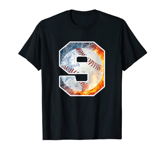 9Th Birthday Party Baseball Number 9 T-Shirt - Unique Graphic for Adults - T-Shirt, Sweatshirt, Hoodie