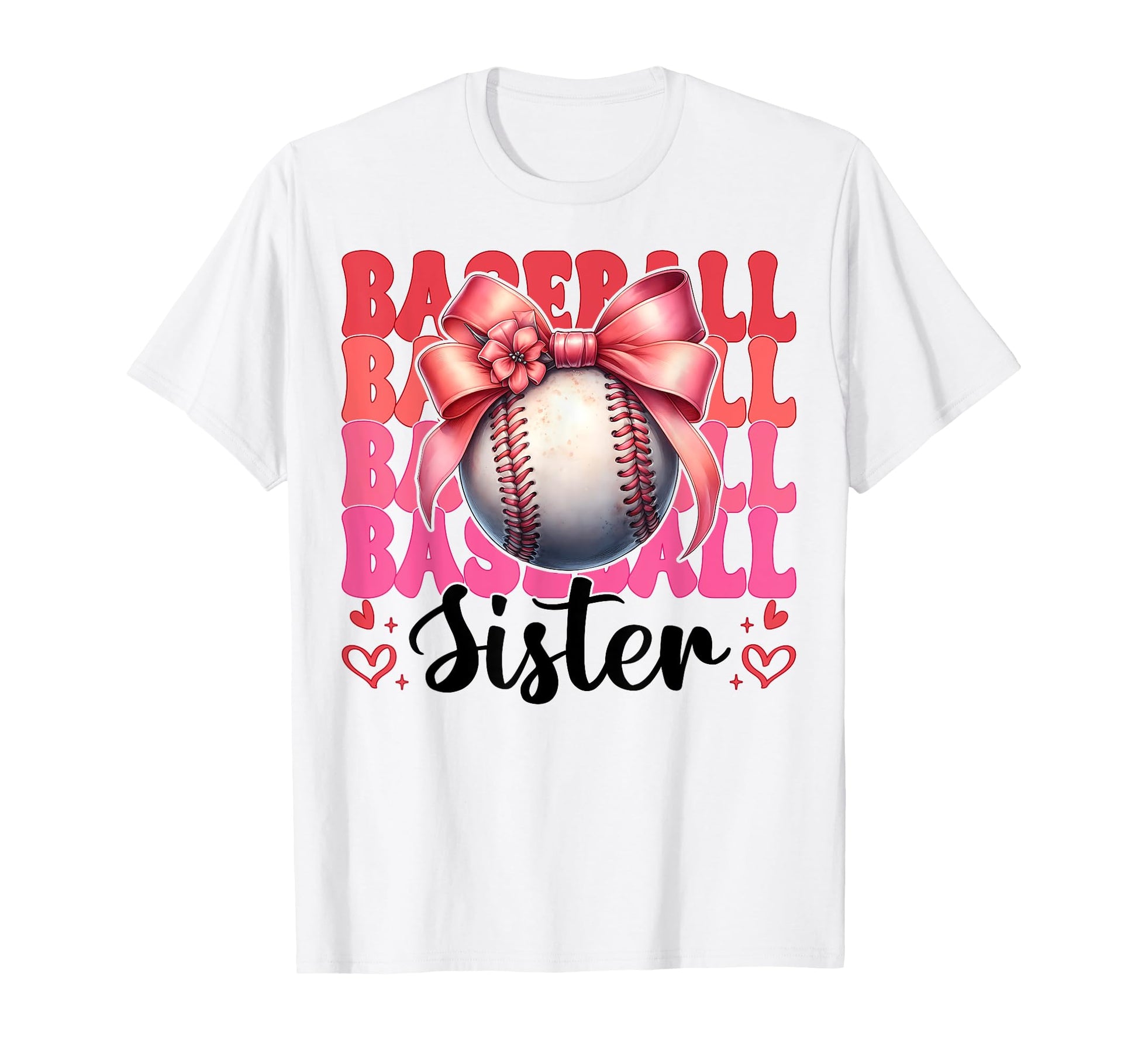Baseball Sister Baseball Coquette Bow T-Shirt - Minimalist Print Men Women - T-Shirt, Sweatshirt, Hoodie