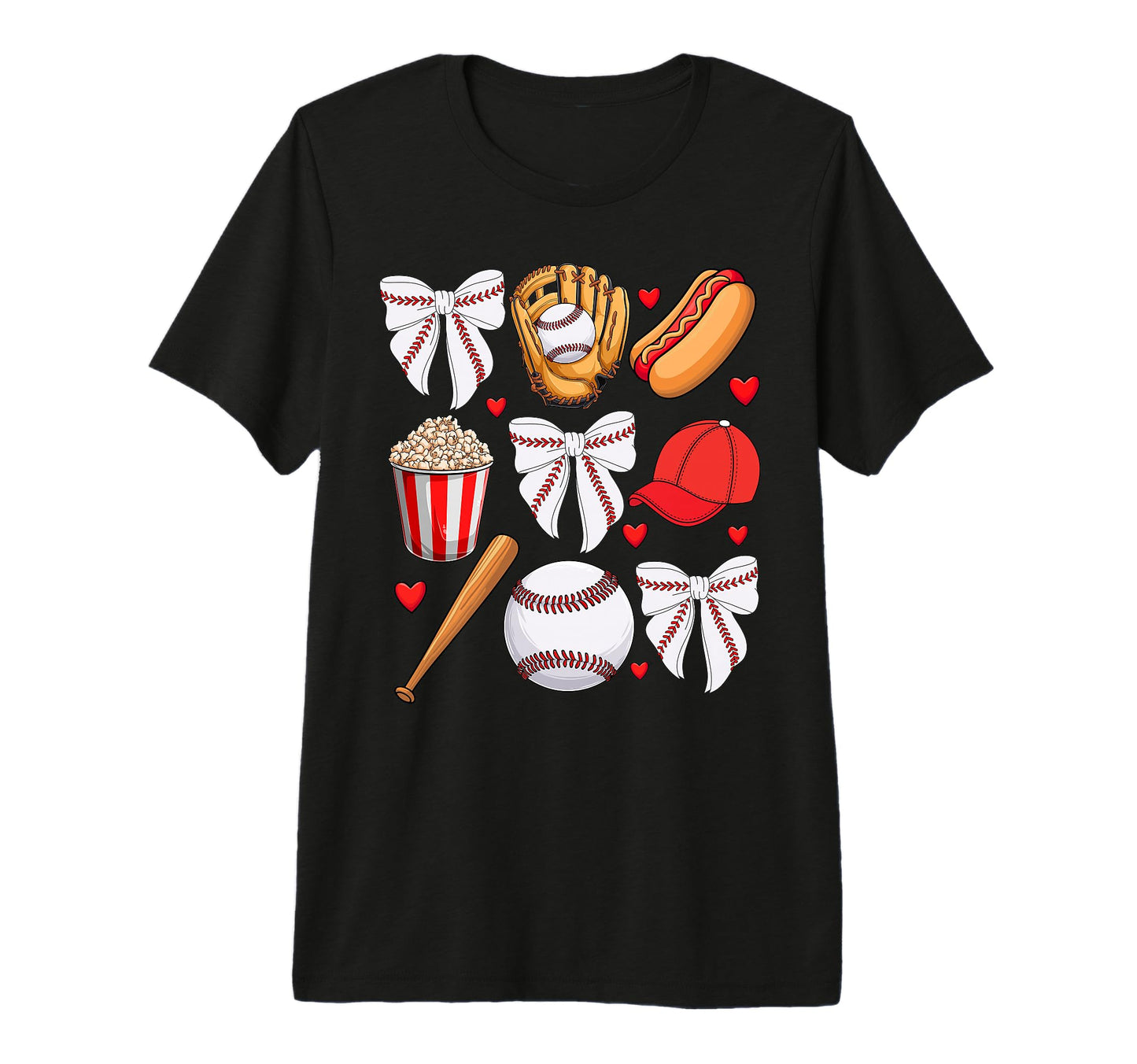 Baseball Coquette Bow Baseball Cheer T-Shirt - Custom Art Print Men Women - T-Shirt, Sweatshirt, Hoodie
