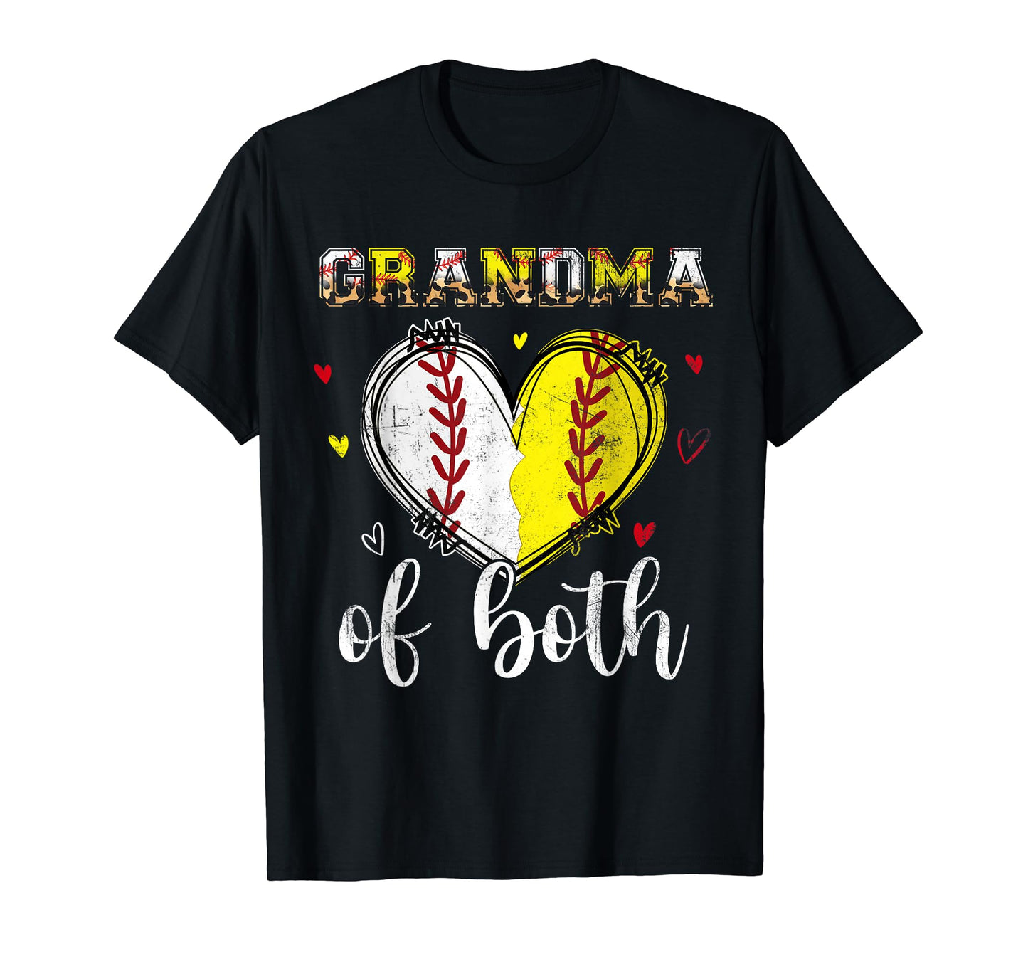 Grandma Both Baseball Softball Heart T-Shirt - Trendy Graphic Unisex - T-Shirt, Sweatshirt, Hoodie