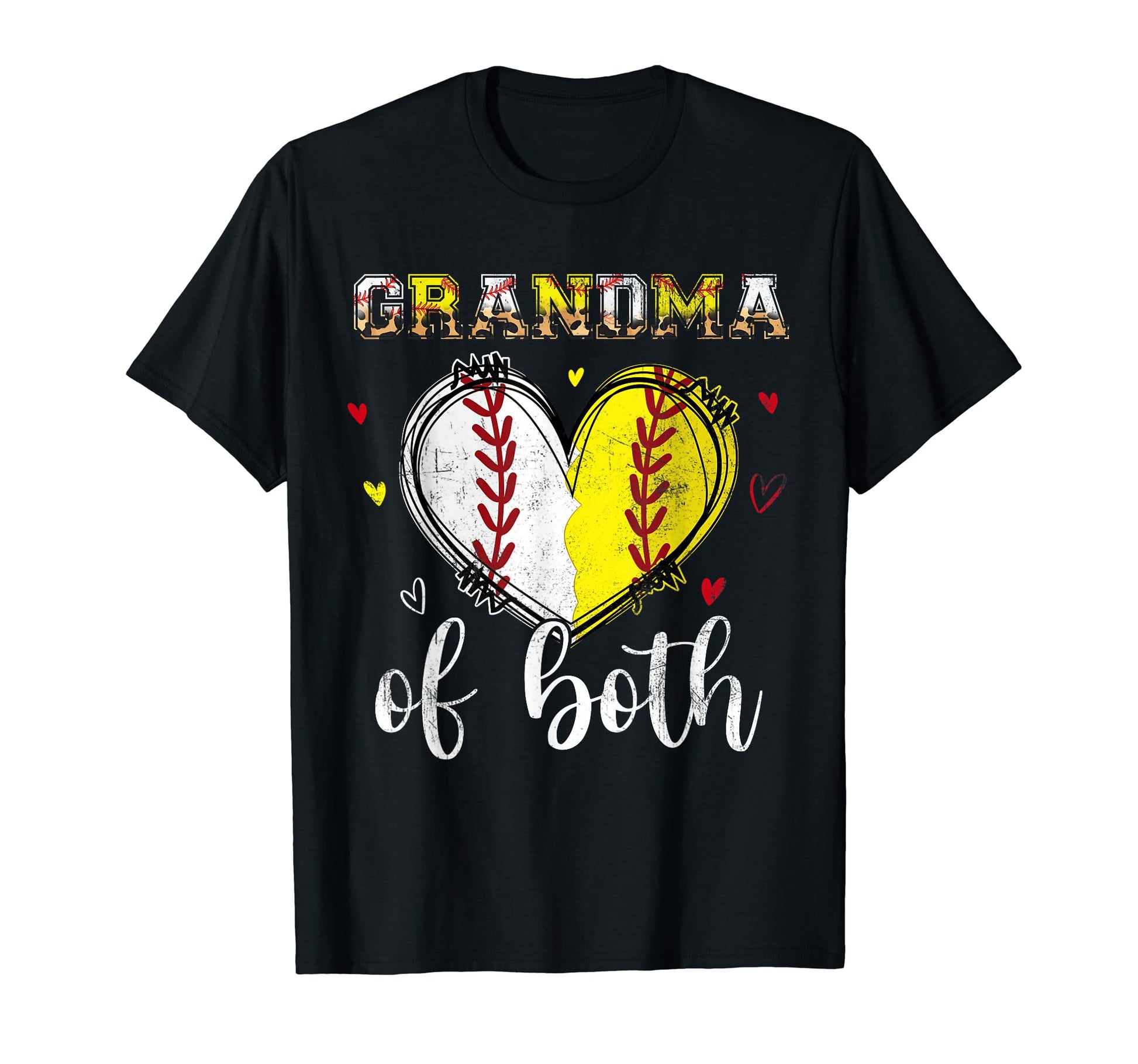 Grandma Both Baseball Softball Heart T-Shirt - Trendy Graphic Unisex - T-Shirt, Sweatshirt, Hoodie
