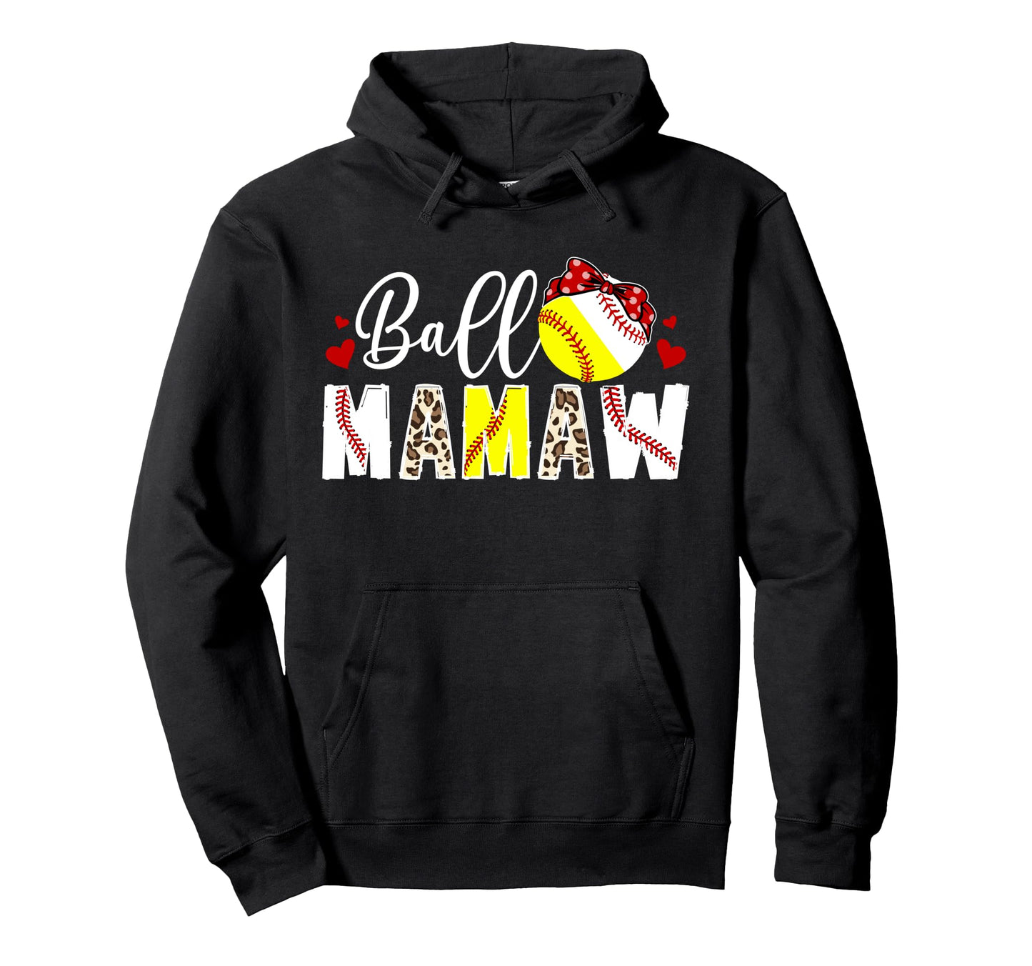 Ball Mamaw Leopard Softball Baseball Hoodie - Aesthetic Graphic Men Women - T-Shirt, Sweatshirt, Hoodie
