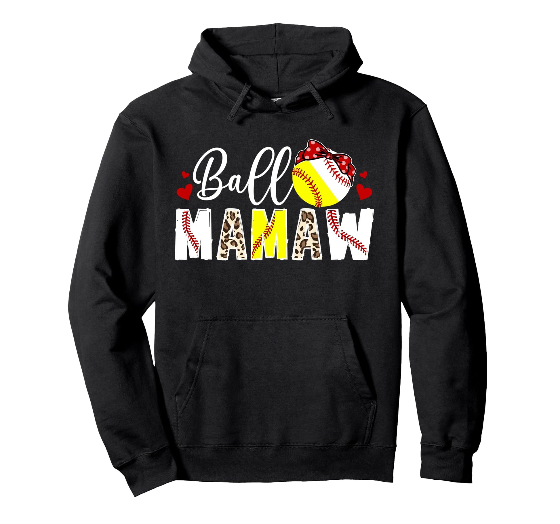 Ball Mamaw Leopard Softball Baseball Hoodie - Aesthetic Graphic Men Women - T-Shirt, Sweatshirt, Hoodie