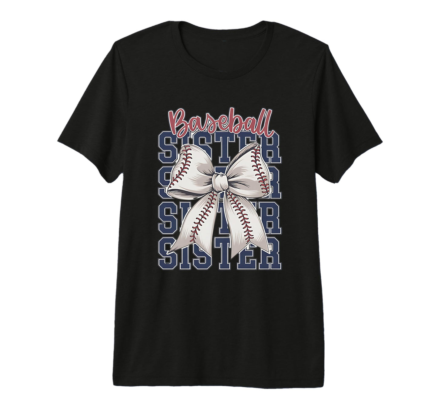 Baseball Sister Coquette Bow Tri Blend T-Shirt - Unique Graphic Unisex - T-Shirt, Sweatshirt, Hoodie