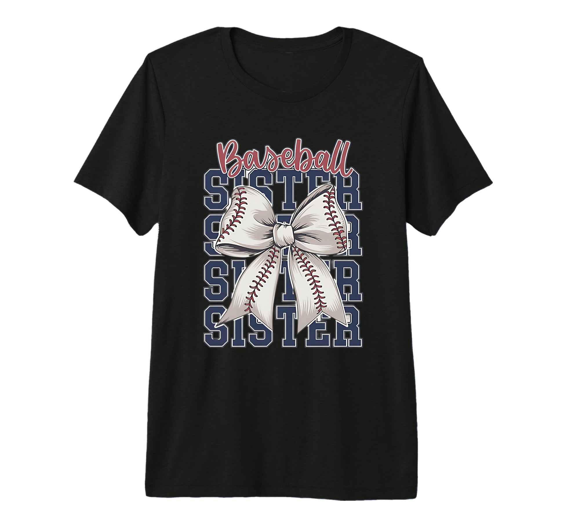 Baseball Sister Coquette Bow Tri Blend T-Shirt - Unique Graphic Unisex - T-Shirt, Sweatshirt, Hoodie