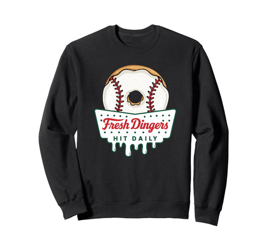 Baseball Fresh Dingers Hit Sweatshirt - Casual Everyday Wear for Adults - T-Shirt, Sweatshirt, Hoodie