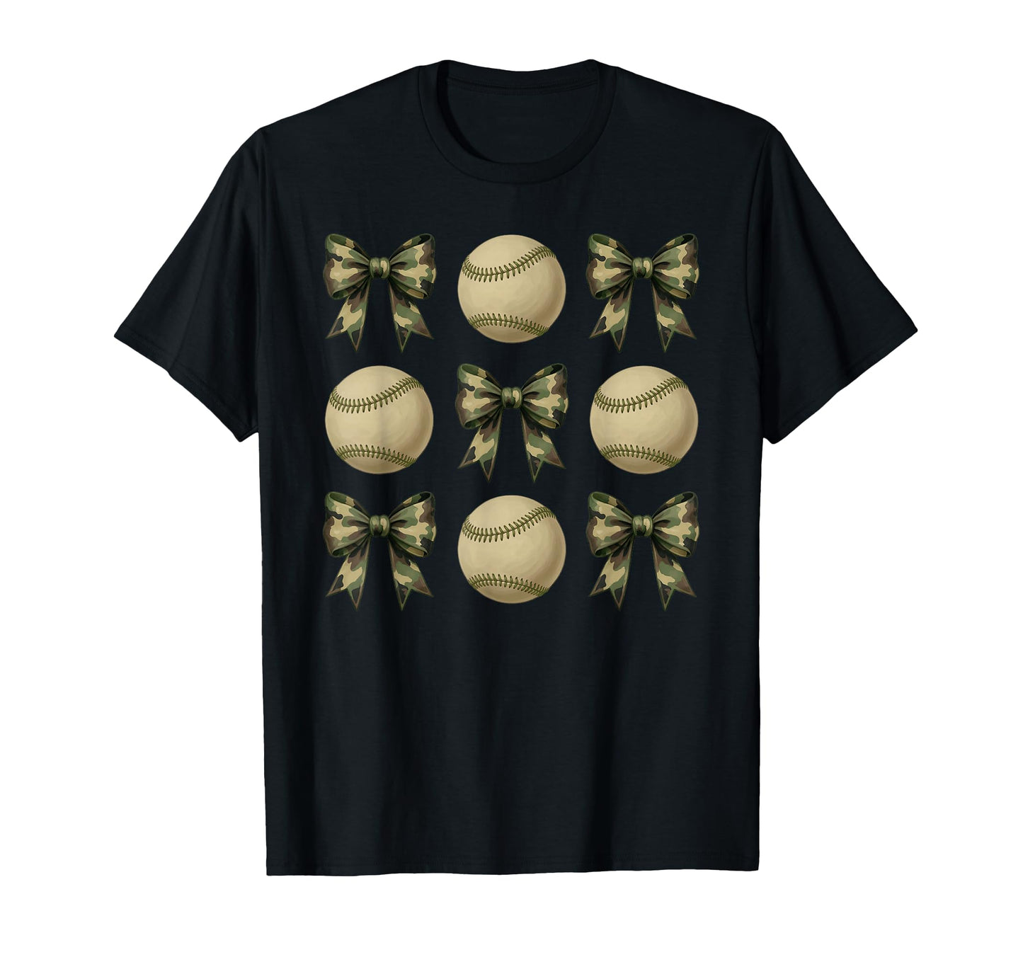 Camo Baseball Mom Sister Coquette Bows T-Shirt - Unique Graphic Men Women - T-Shirt, Sweatshirt, Hoodie