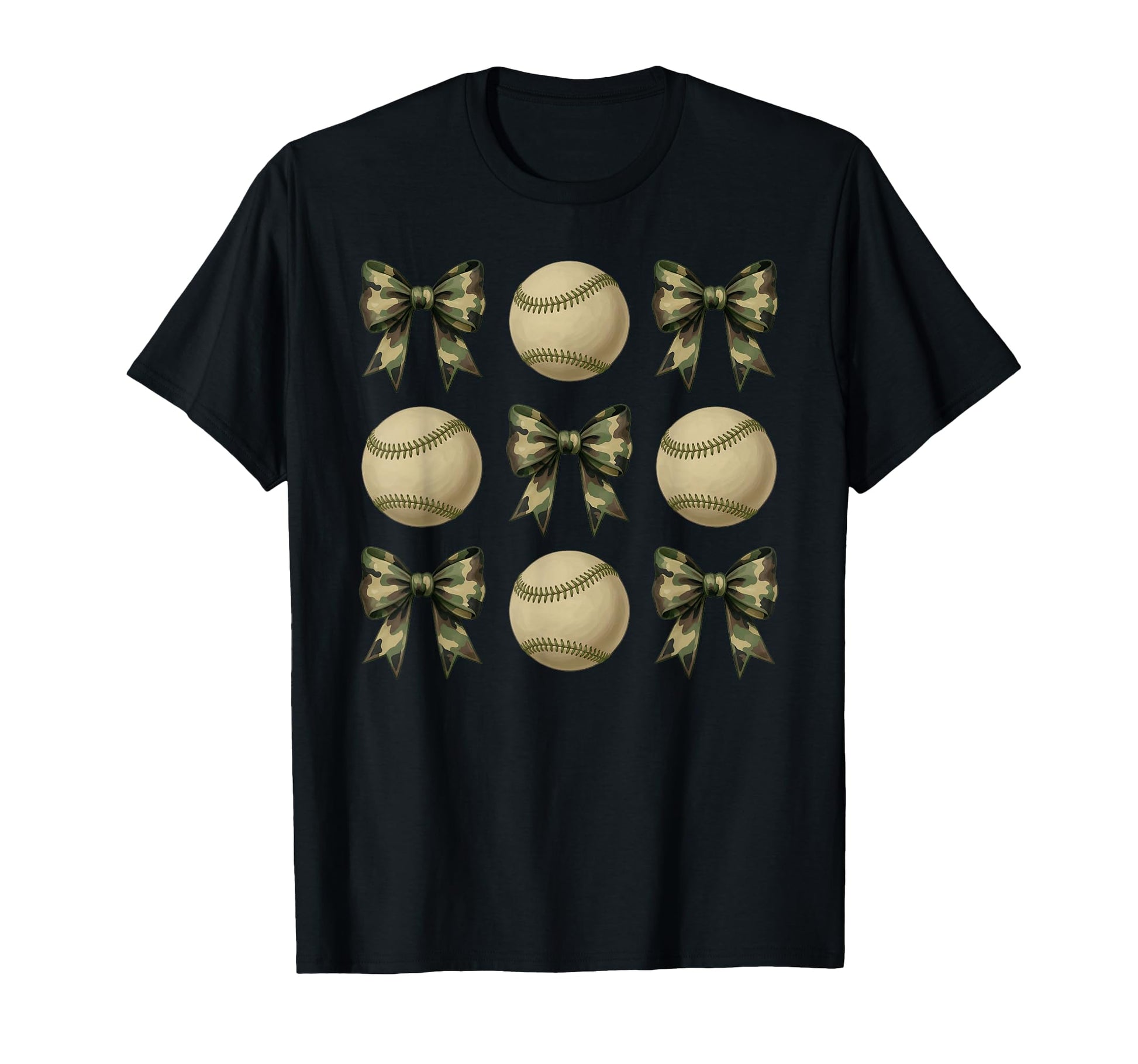 Camo Baseball Mom Sister Coquette Bows T-Shirt - Unique Graphic Men Women - T-Shirt, Sweatshirt, Hoodie