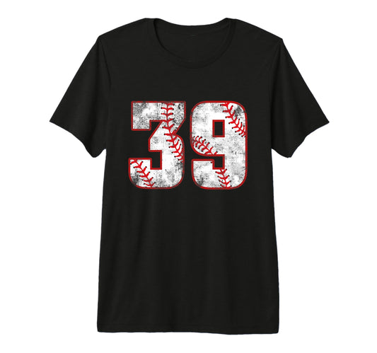 Baseball 39 Jersey Number Tri Blend T-Shirt - Graphic Print Unisex - T-Shirt, Sweatshirt, Hoodie