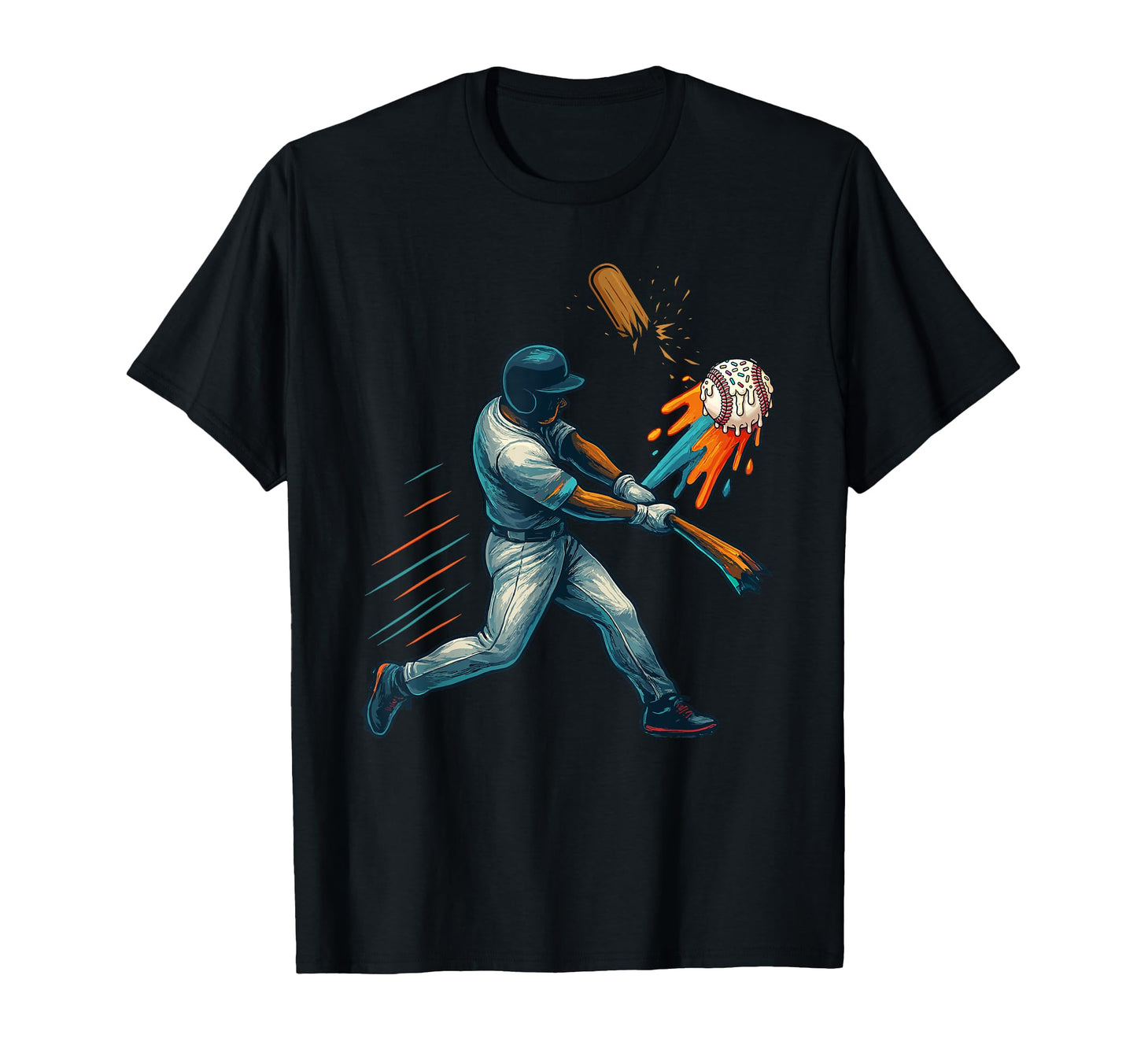 Funny Baseball Ice Cream Drip Broken T-Shirt - Aesthetic Graphic Unisex - T-Shirt, Sweatshirt, Hoodie