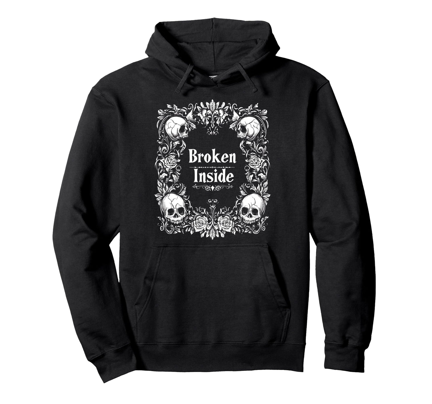 Broken Inside Y2K Emo Aesthetic Gothic Alt Hoodie - Novelty Apparel Unisex - T-Shirt, Sweatshirt, Hoodie