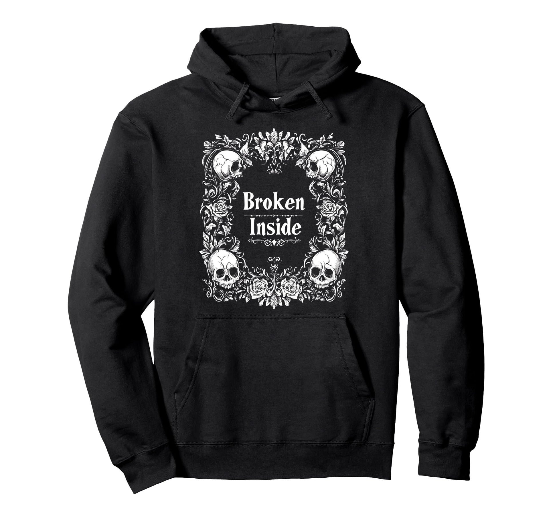 Broken Inside Y2K Emo Aesthetic Gothic Alt Hoodie - Novelty Apparel Unisex - T-Shirt, Sweatshirt, Hoodie