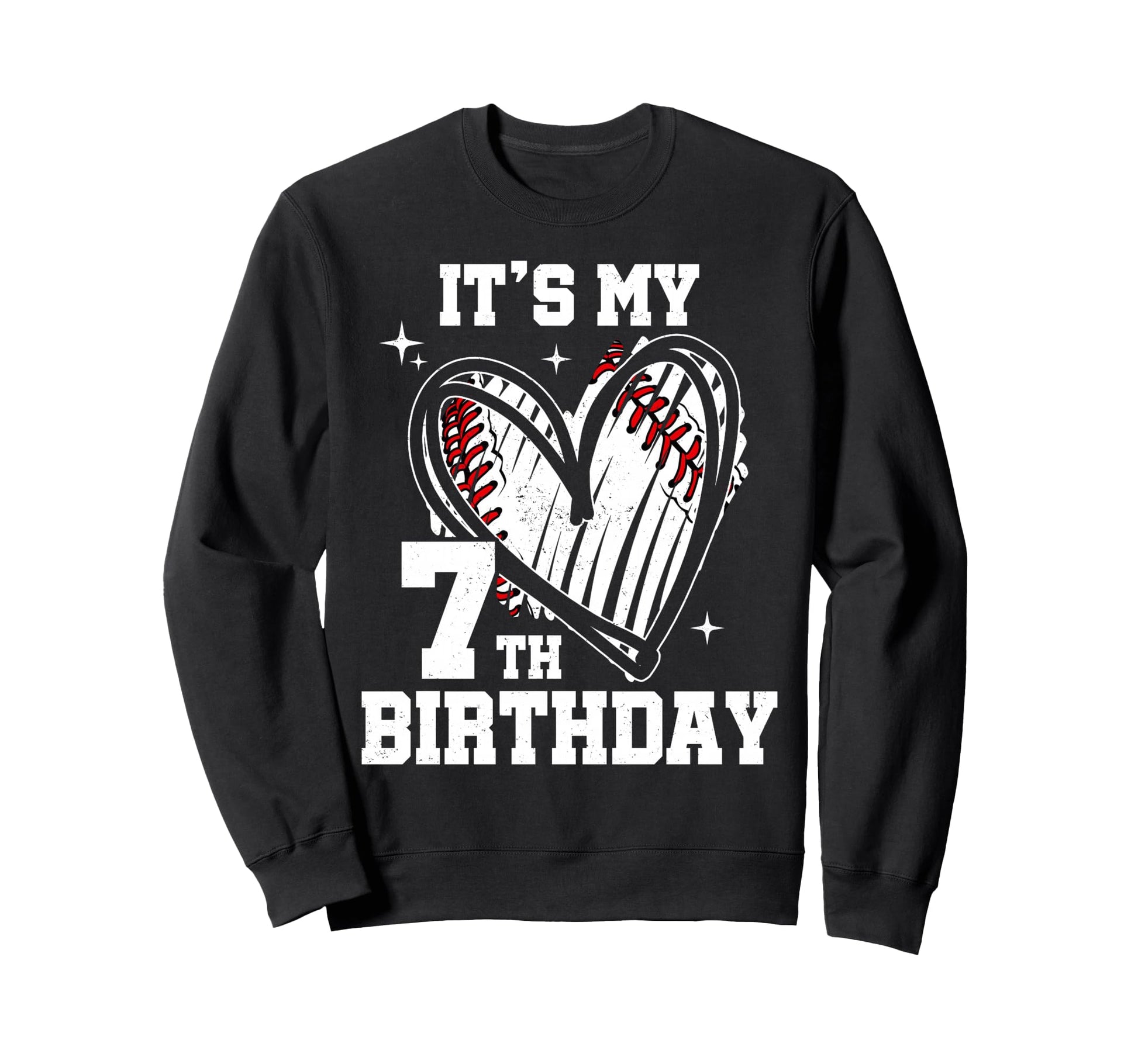 Its My 7Th Birthday Baseball Heart Sweatshirt - Novelty Apparel Men Women - T-Shirt, Sweatshirt, Hoodie