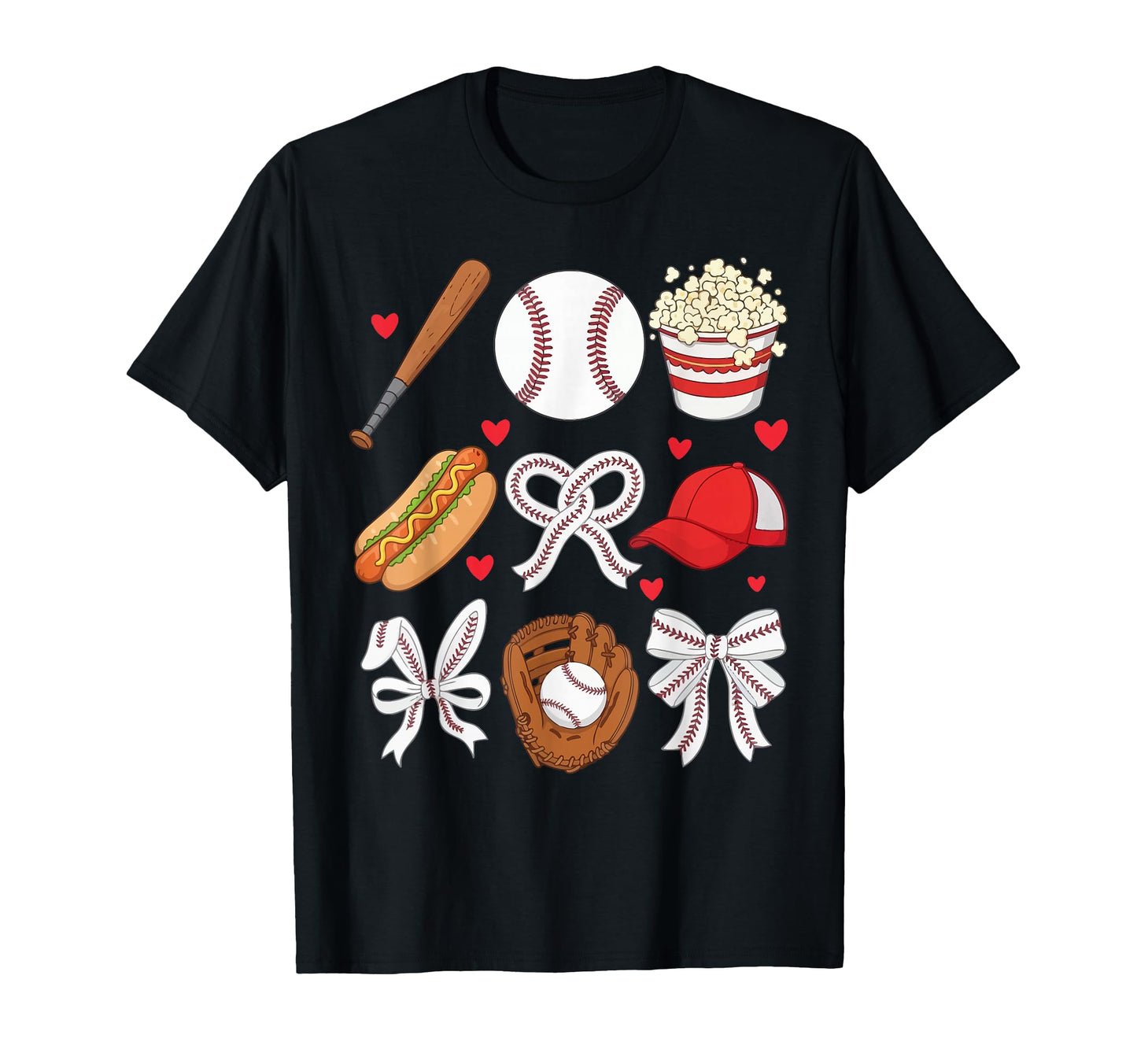 Baseball Coquette Bow Baseball Cheer Mom T-Shirt - Graphic Print Unisex - T-Shirt, Sweatshirt, Hoodie