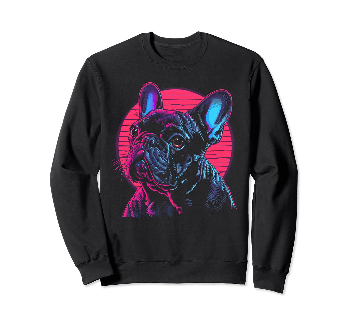 French Bulldog Dog Vaporwave Sweatshirt - Novelty Apparel for Adults - T-Shirt, Sweatshirt, Hoodie