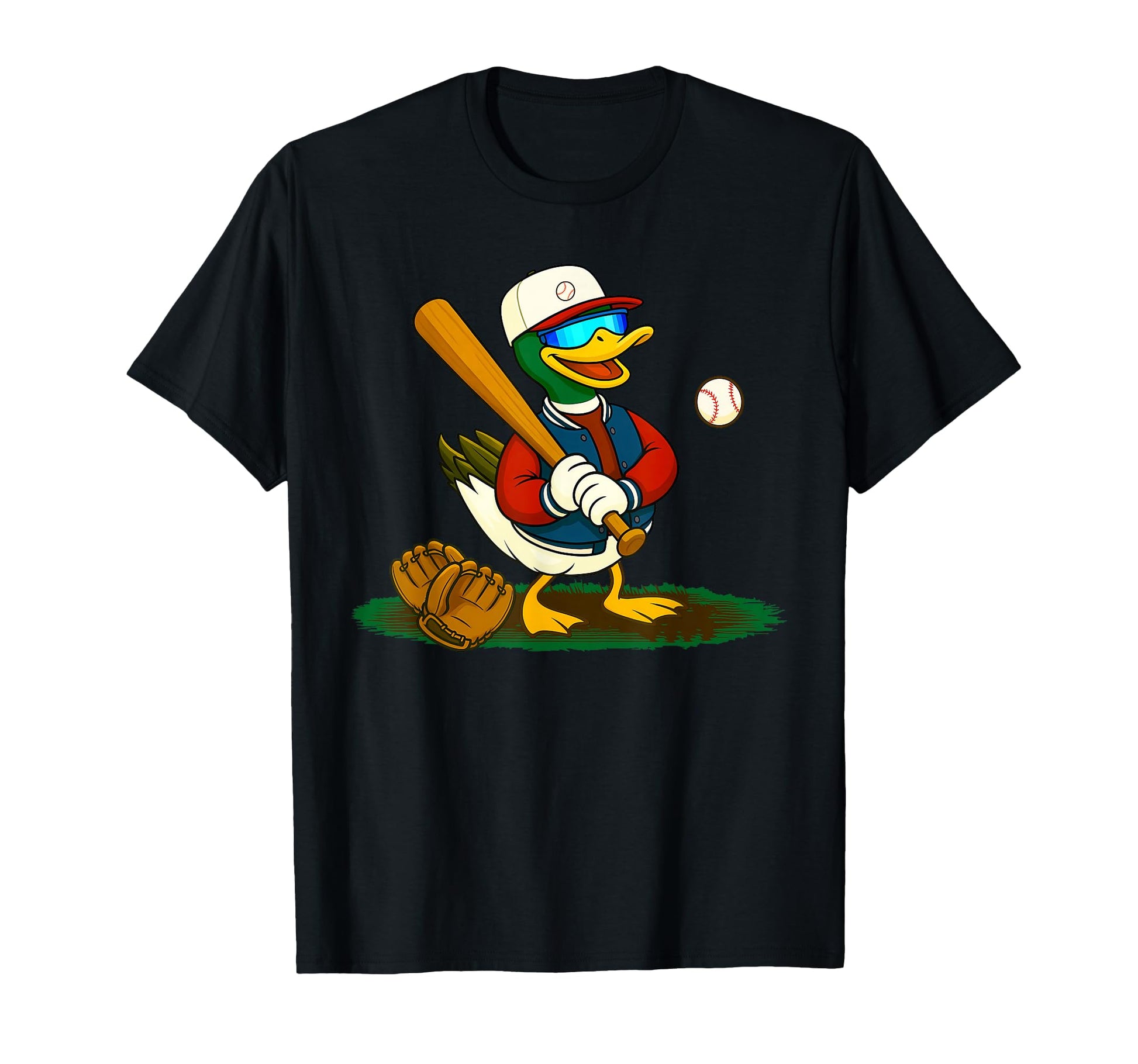 Baseball Lover Game Day Vibes Mallard Duck T-Shirt - Unique Graphic Unisex - T-Shirt, Sweatshirt, Hoodie